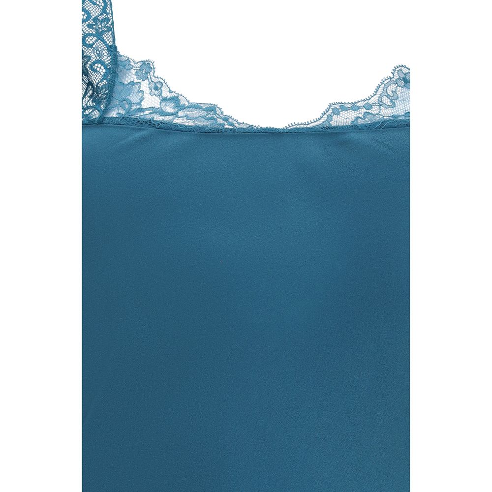 Forte_Forte Langes Kleid aus Azetat in Blau