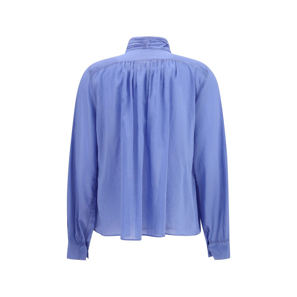 Forte_Forte Blaue Baumwollbluse