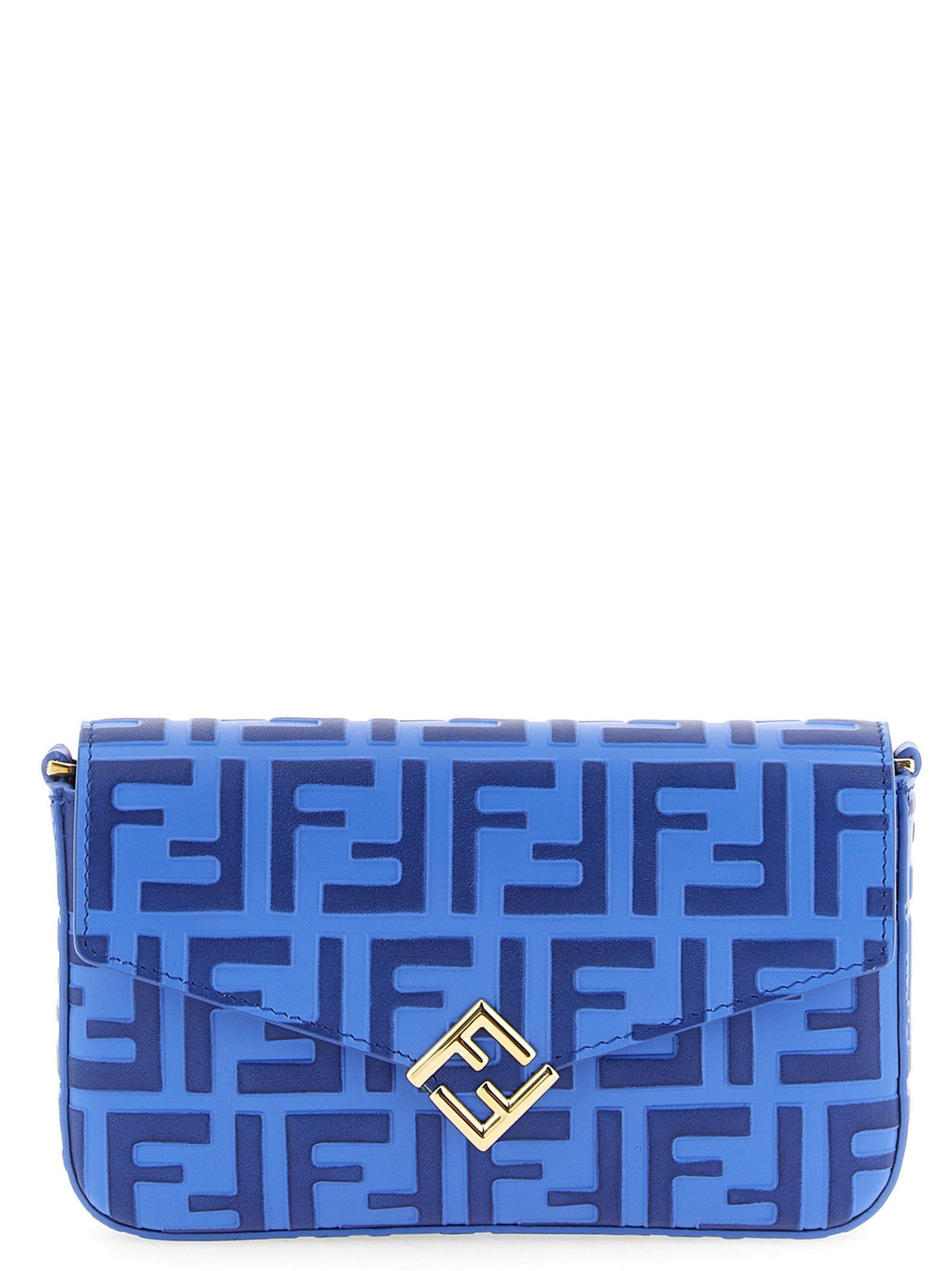 Fendi Kartenetui aus blauem Kalbsleder