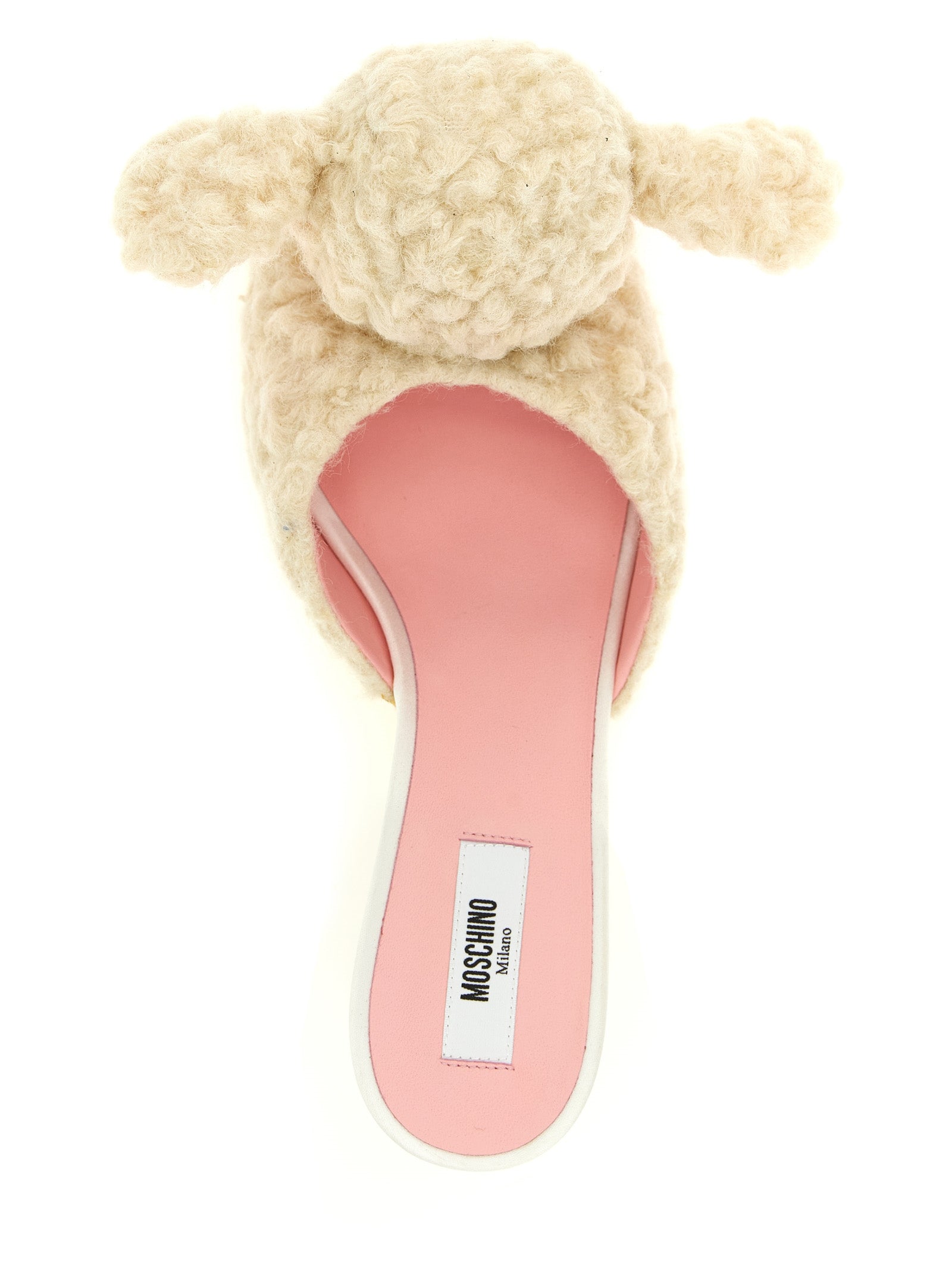 Moschino Weiße Mules aus reiner Schurwolle