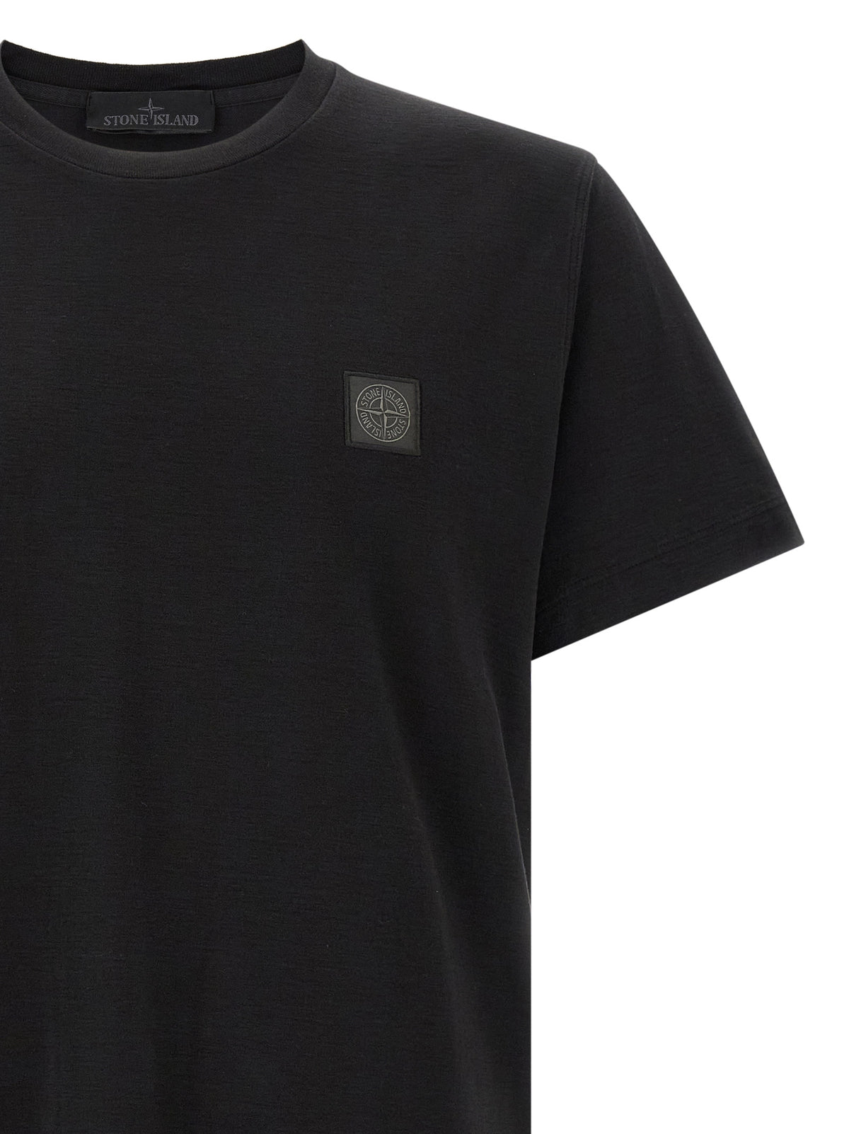 Stone Island Schwarzes Baumwoll-T-Shirt