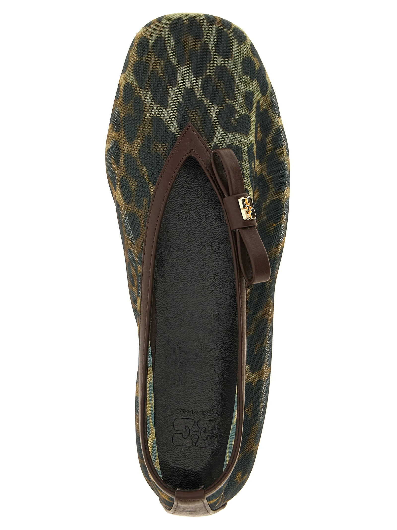 Ganni Braune Ballerinas aus Nylon