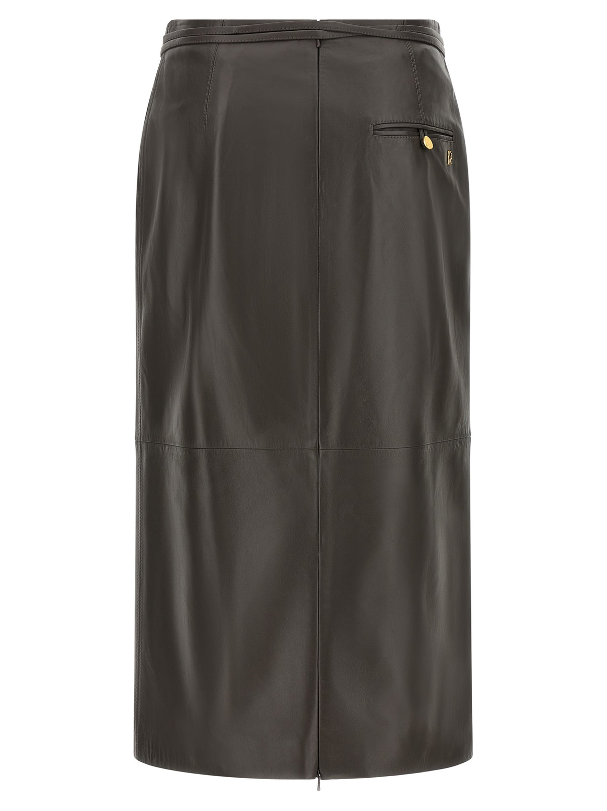 Alberta Ferretti Brauner Midi-Rock aus Lammleder