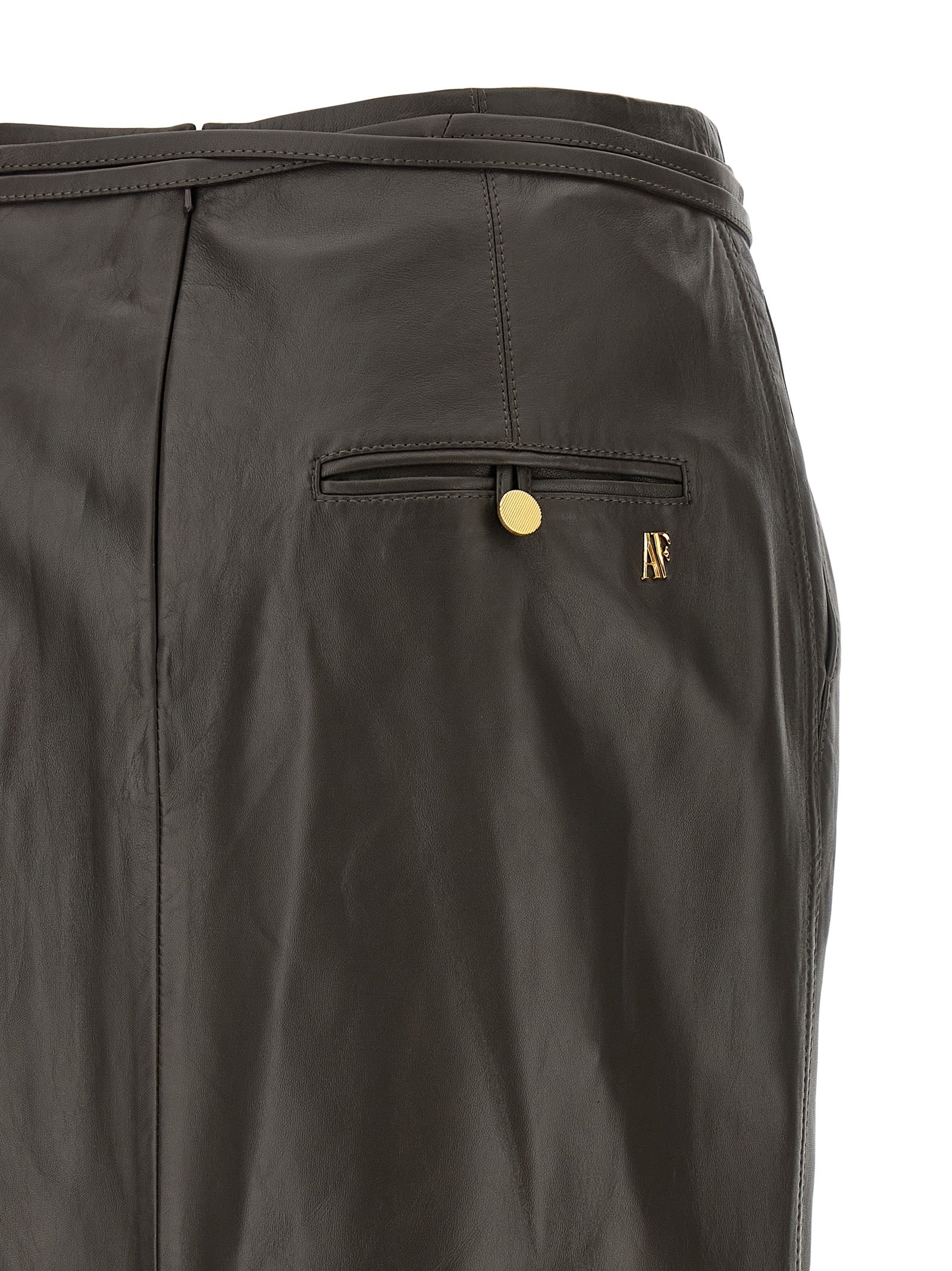 Alberta Ferretti Brauner Midi-Rock aus Lammleder
