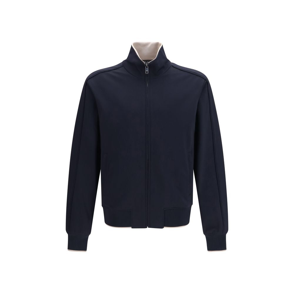 Dolce & Gabbana Blaue Polyamid-Jacke in voller Länge
