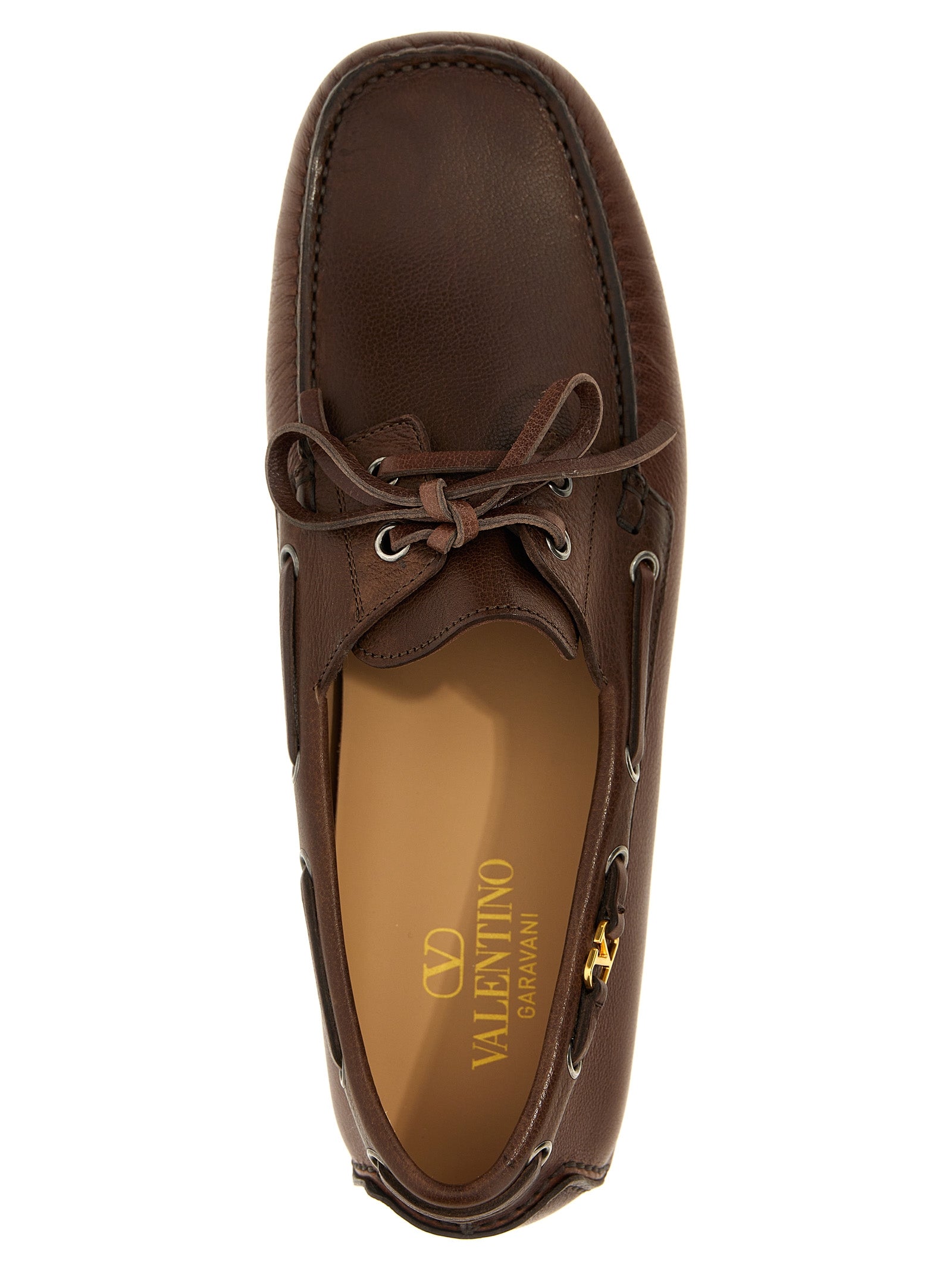 Valentino Garavani Braune Loafer aus Büffelleder zum Hineinschlüpfen