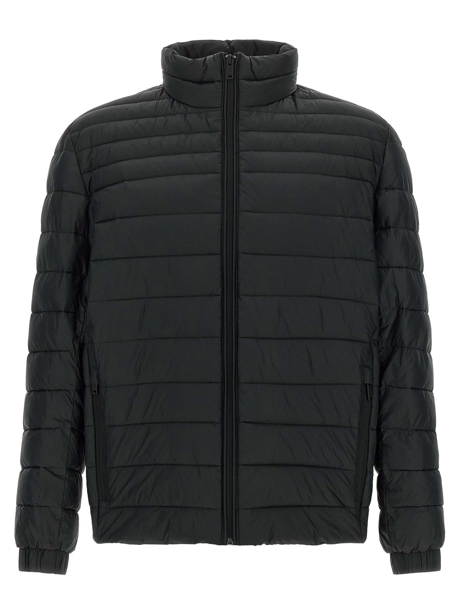 Hugo Boss Schwarze Jacke aus recyceltem Polyamid in voller Länge