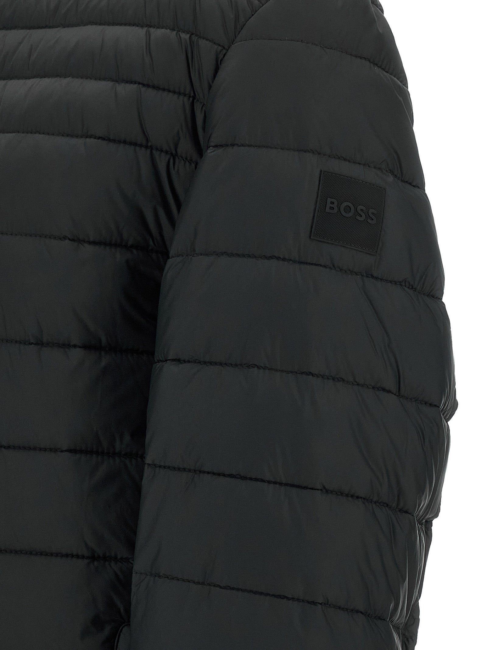 Hugo Boss Schwarze Jacke aus recyceltem Polyamid in voller Länge