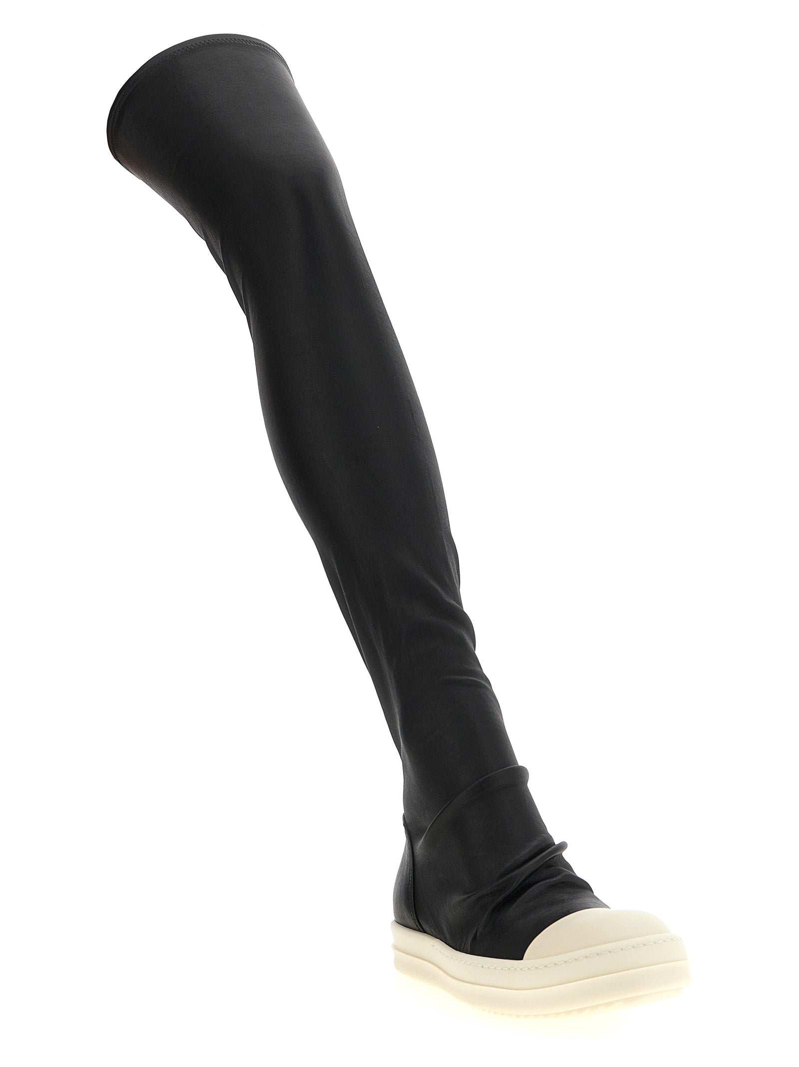 Rick Owens Schwarze Lammleder Over-the-Knee-Stiefel