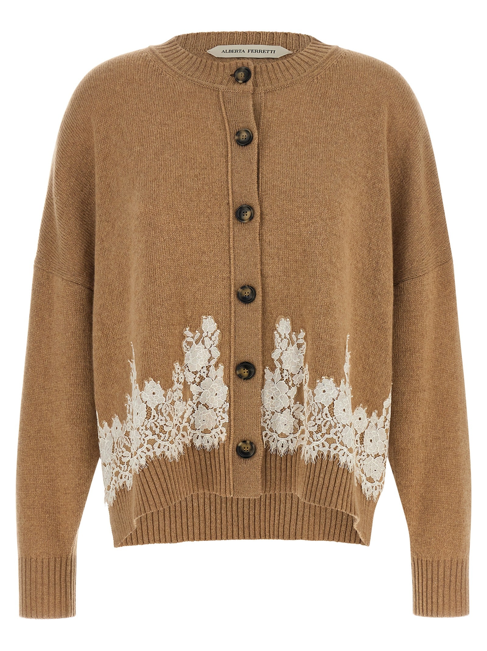 Alberta Ferretti Brauner Kaschmir-Strickjacke