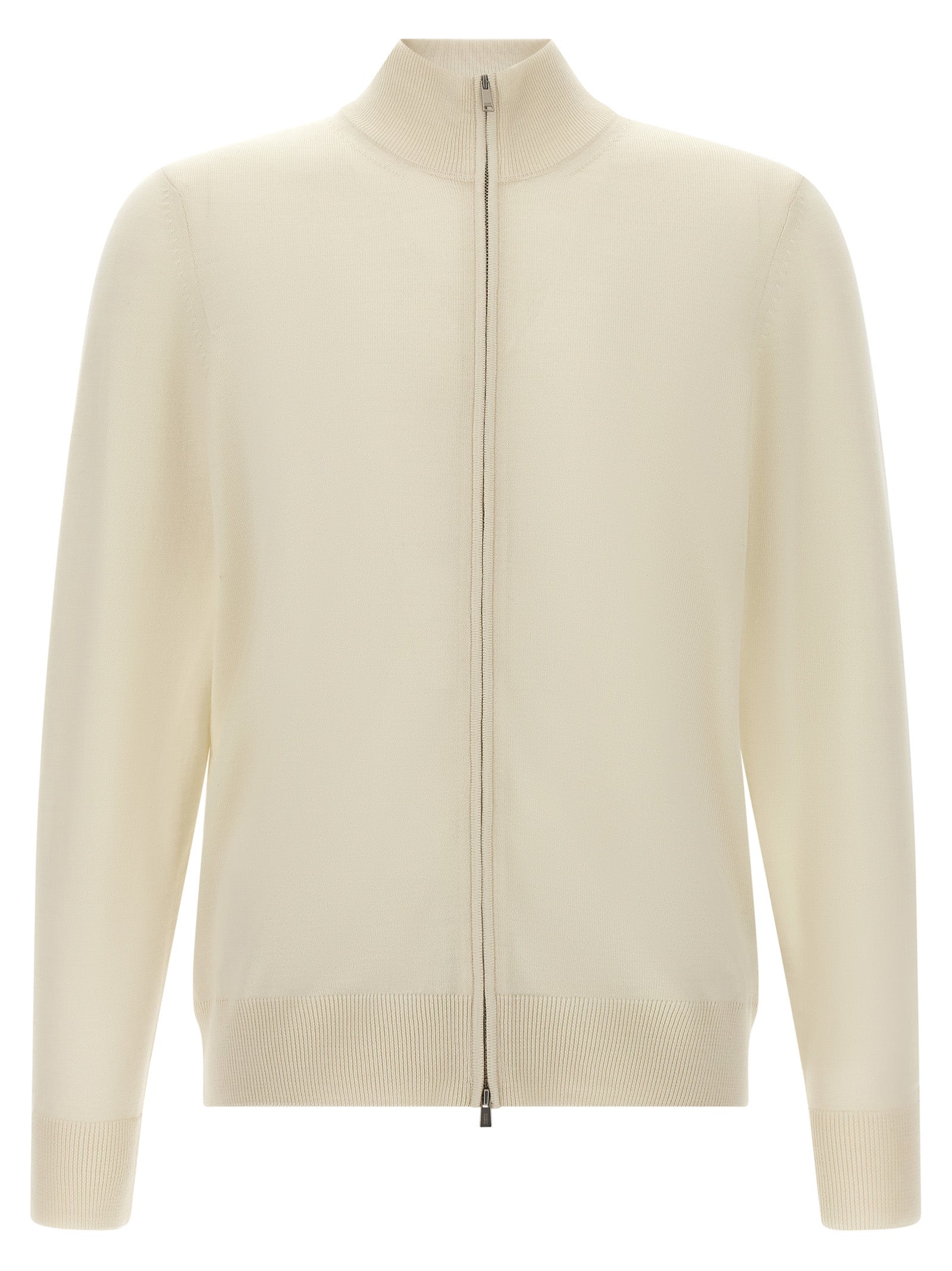 Hugo Boss Weiße Strickjacke aus reiner Schurwolle