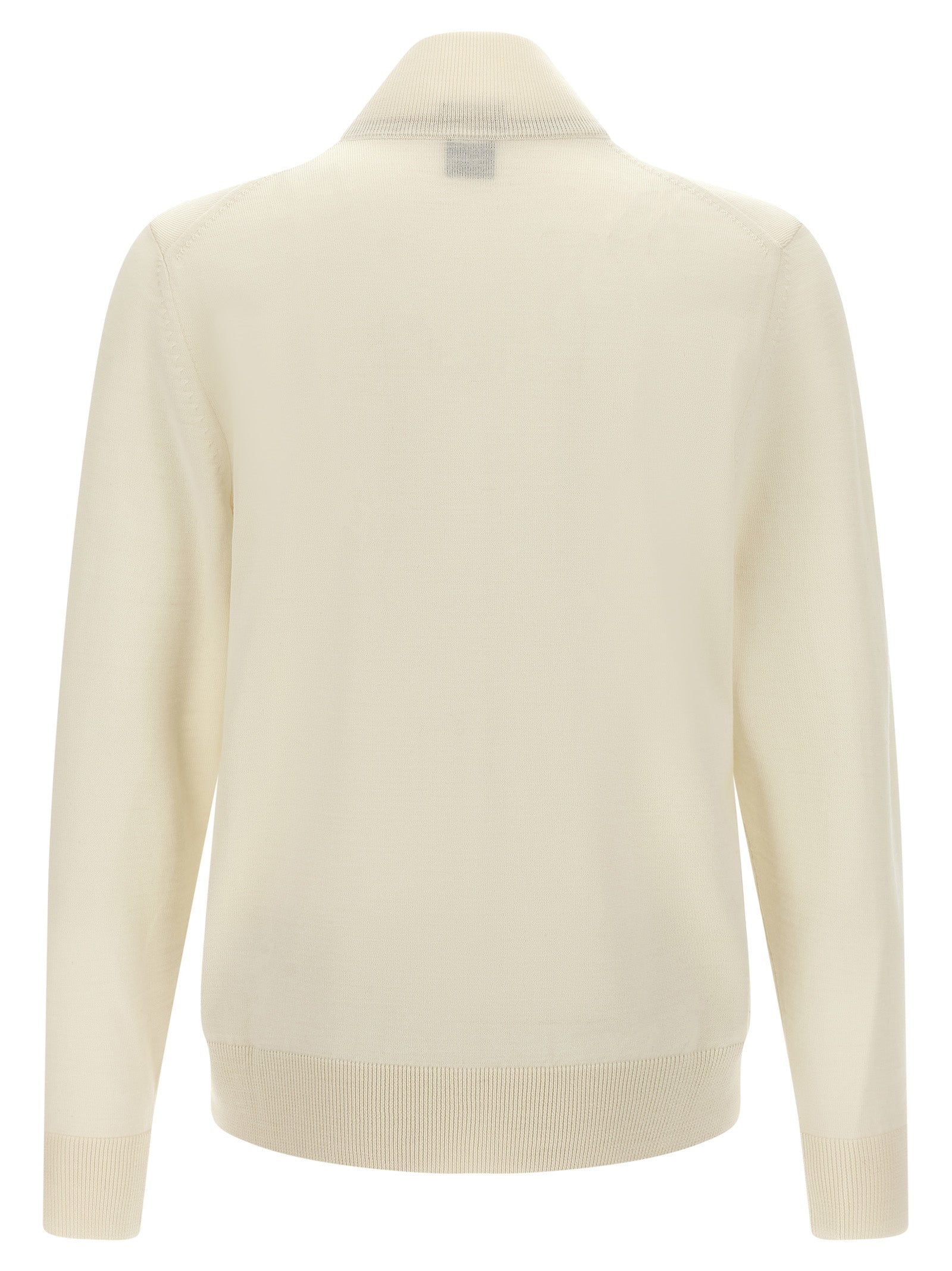 Hugo Boss Weiße Strickjacke aus reiner Schurwolle