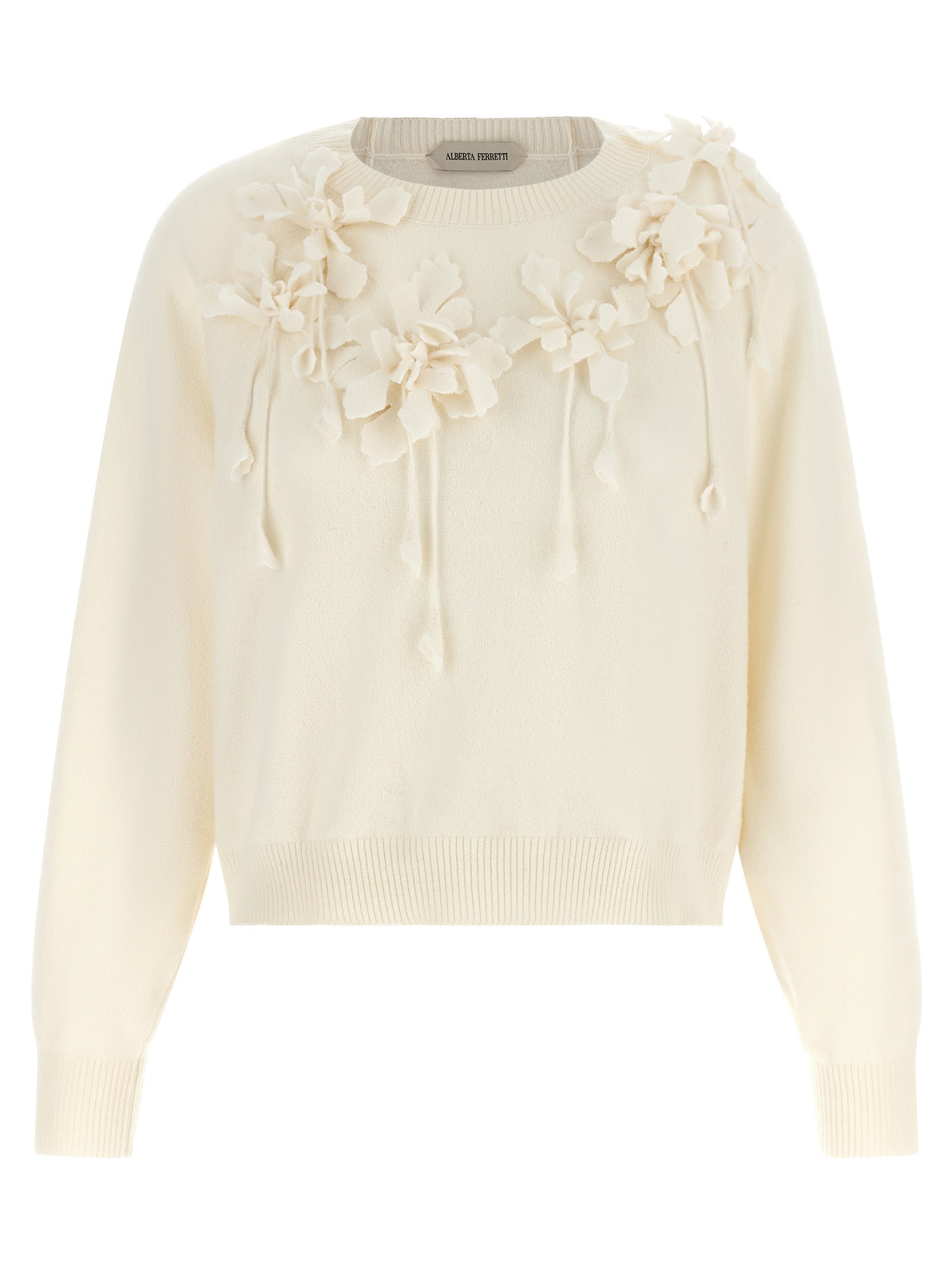 Alberta Ferretti Weiße Strickjacke aus reiner Schurwolle