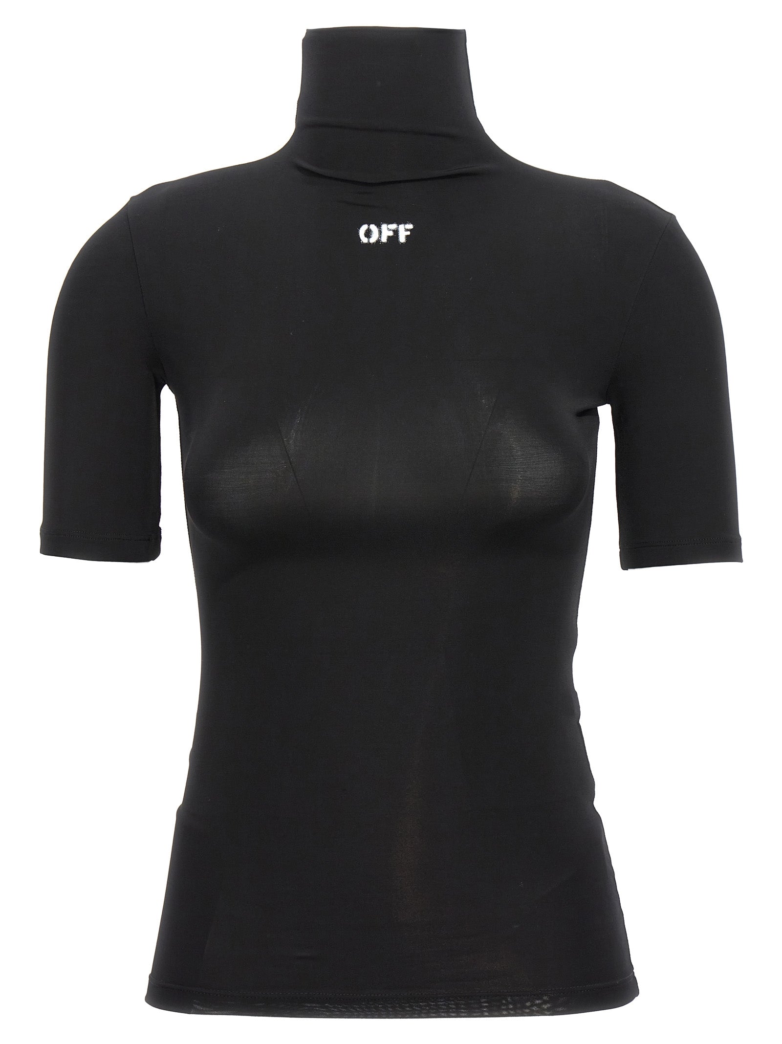 Off-White Schwarzes T-Shirt aus Acetat