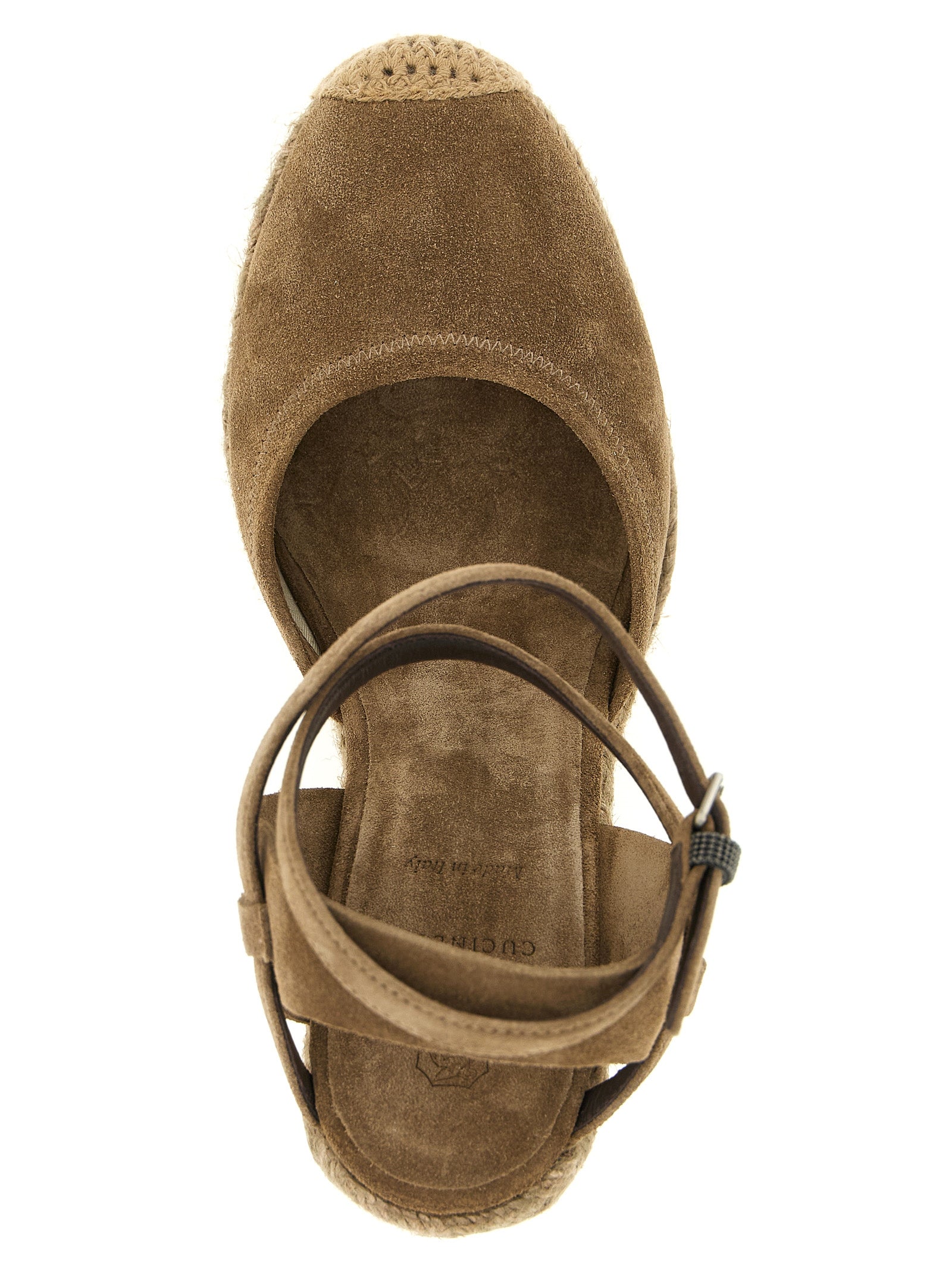 Brunello Cucinelli Keilsandalen aus braunem Kalbsleder