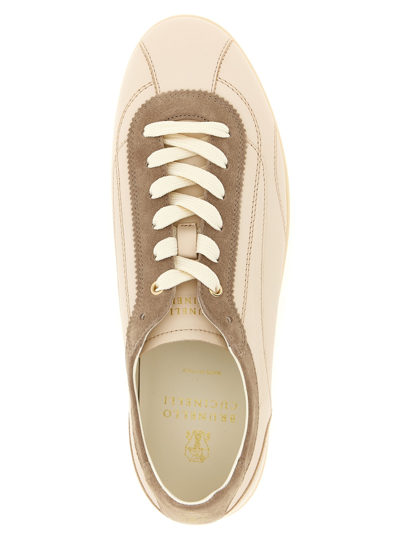 Brunello Cucinelli Beige Kalbsleder Low-Top-Sneaker