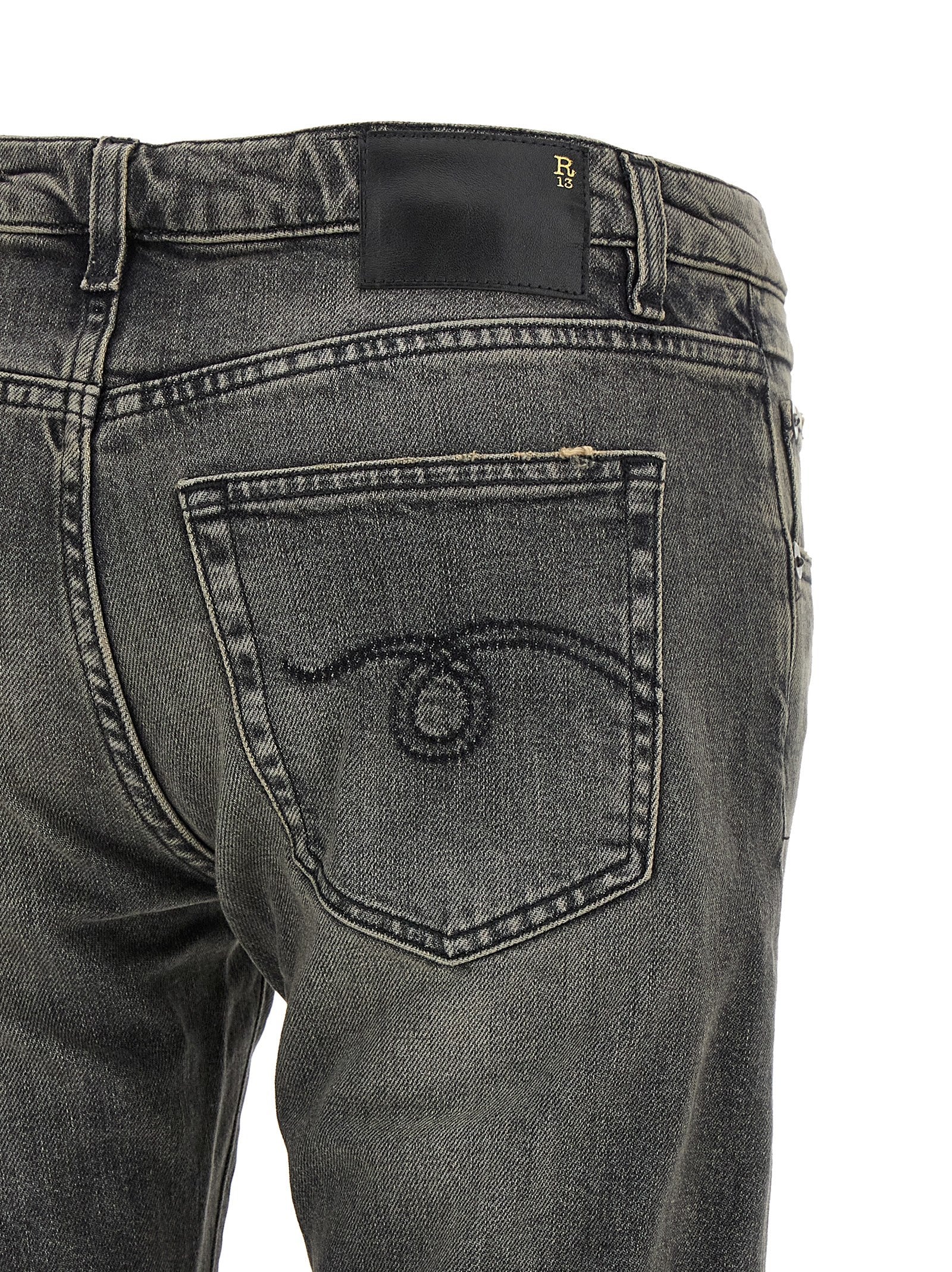 R13 Schwarze Bootcut-Jeans aus Baumwolle
