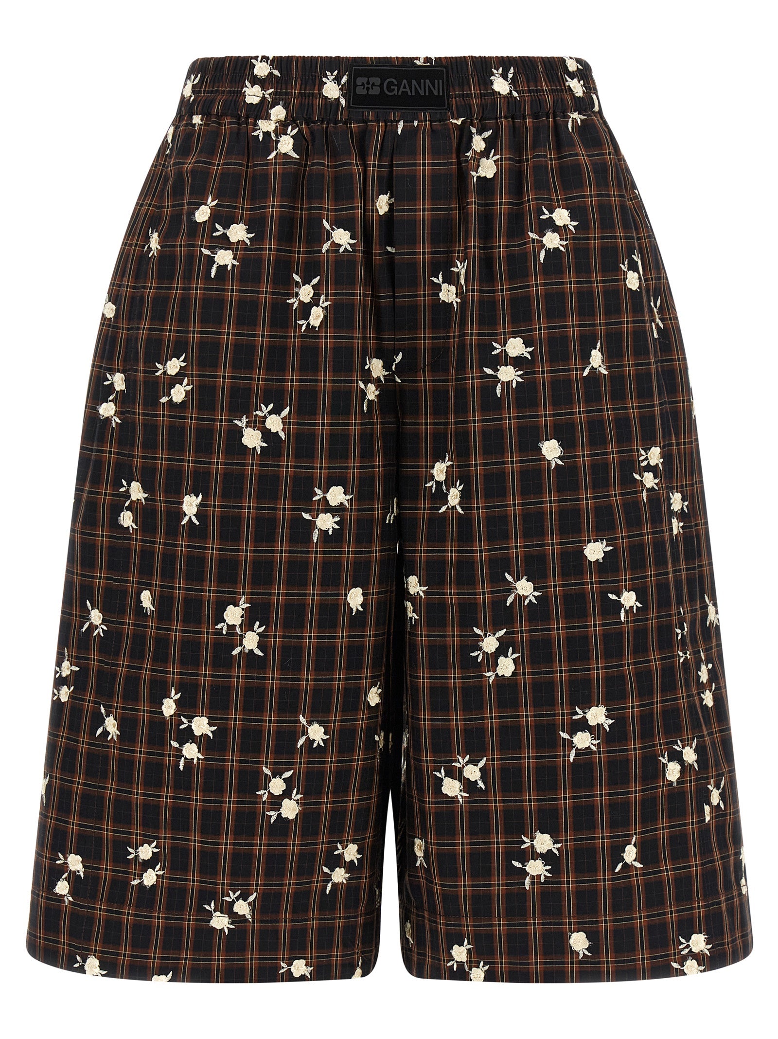 Ganni Braune Bio-Baumwoll-Bermudashorts