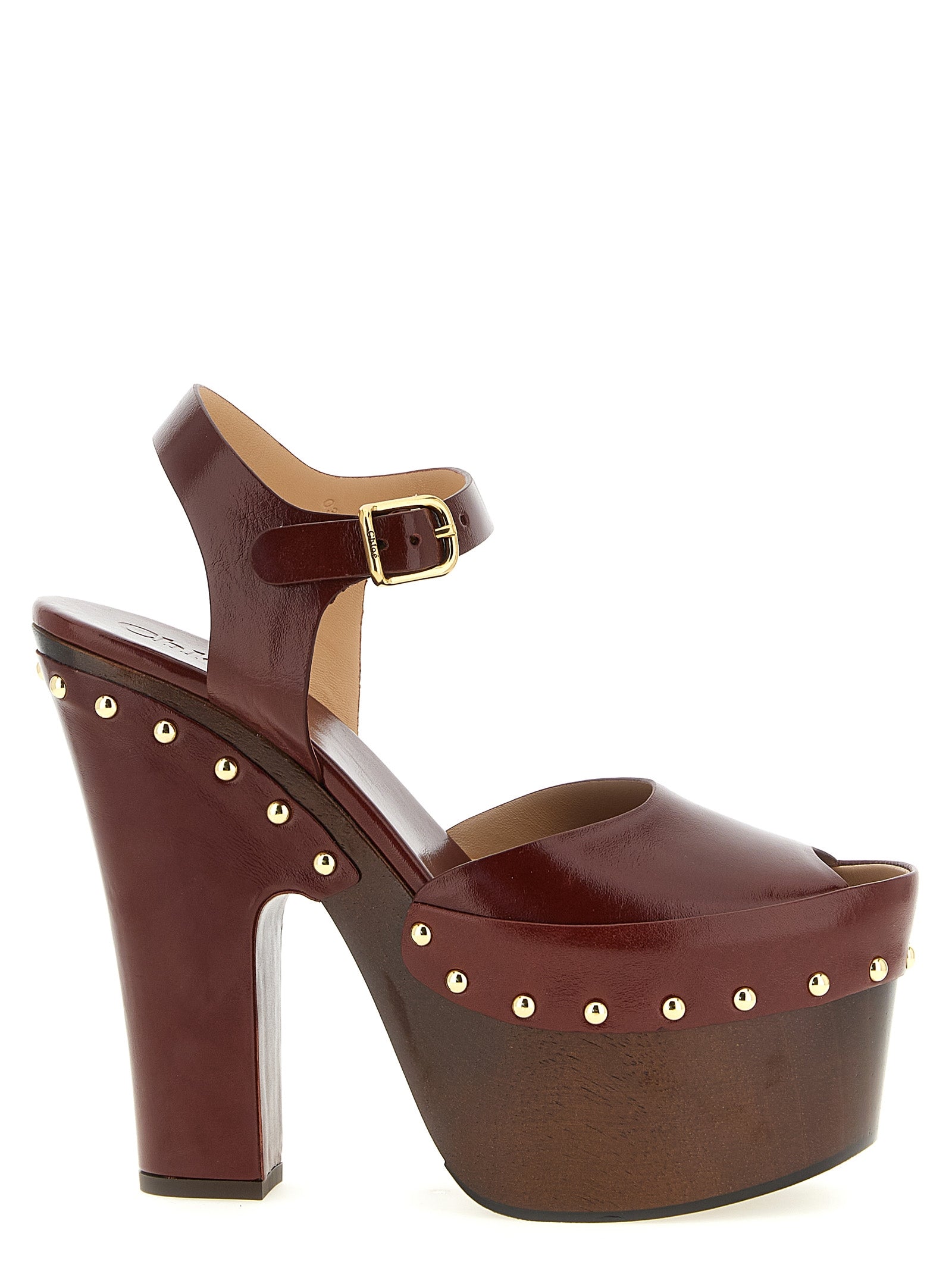Chloé Stiletto-Sandalen aus bordeauxrotem Lammleder