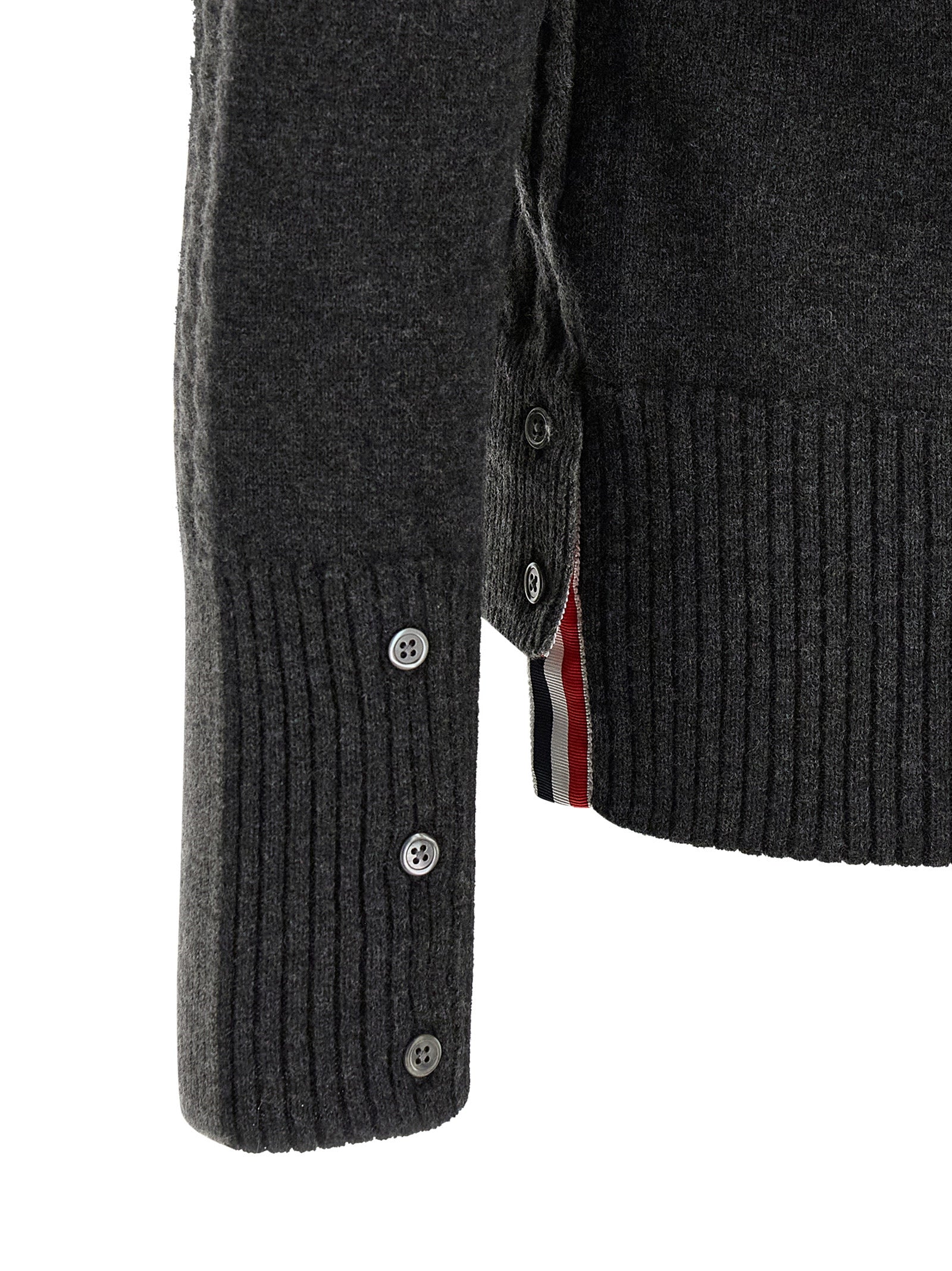 Thom Browne Graues Poloshirt aus reiner Schurwolle