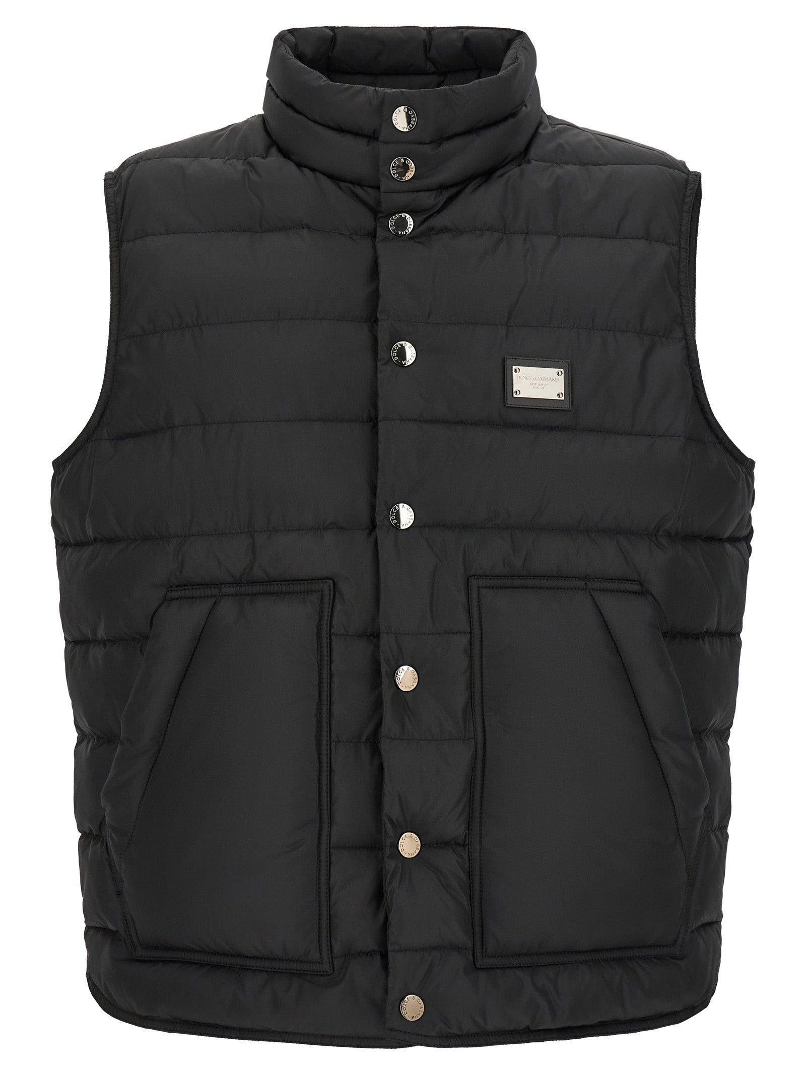 Dolce & Gabbana Schwarze ärmellose Jacke aus Polyester