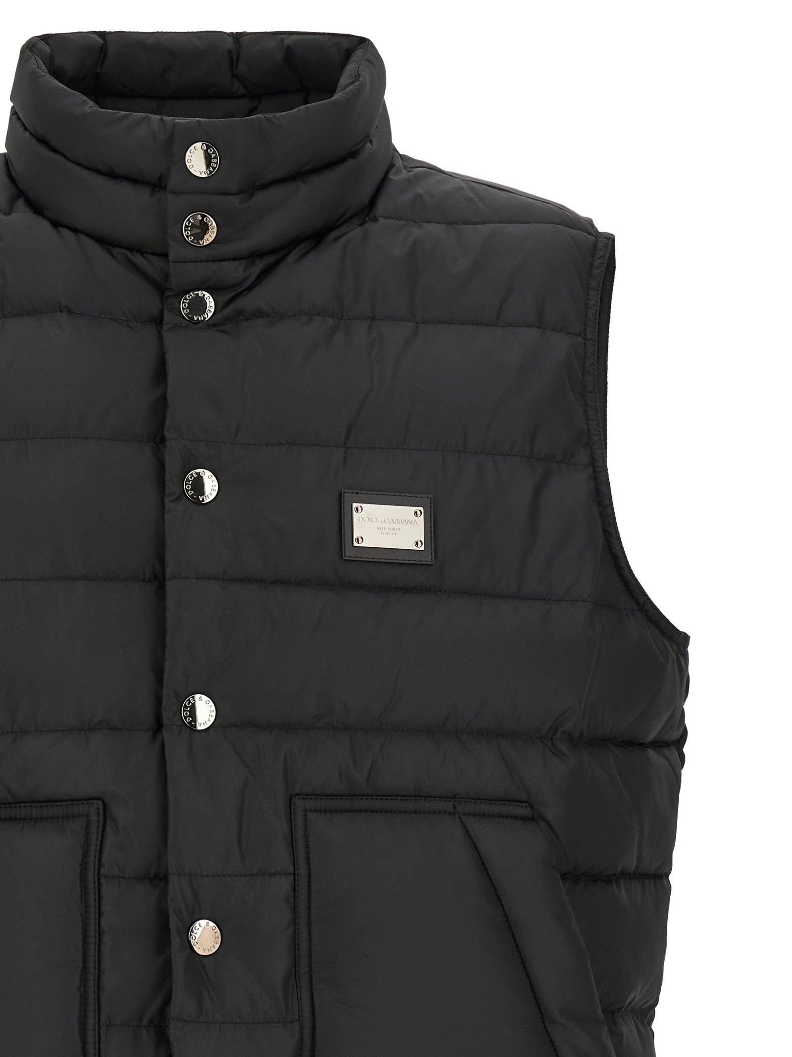 Dolce & Gabbana Schwarze ärmellose Jacke aus Polyester