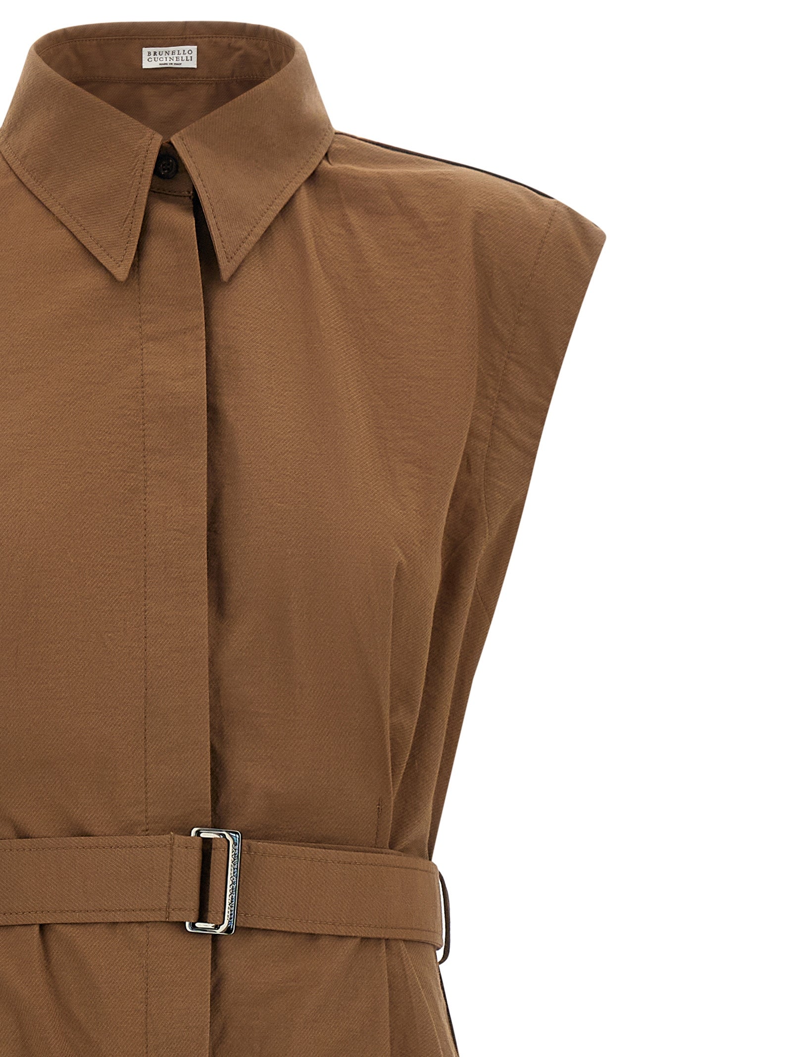 Brunello Cucinelli Braunes Baumwoll-Midikleid