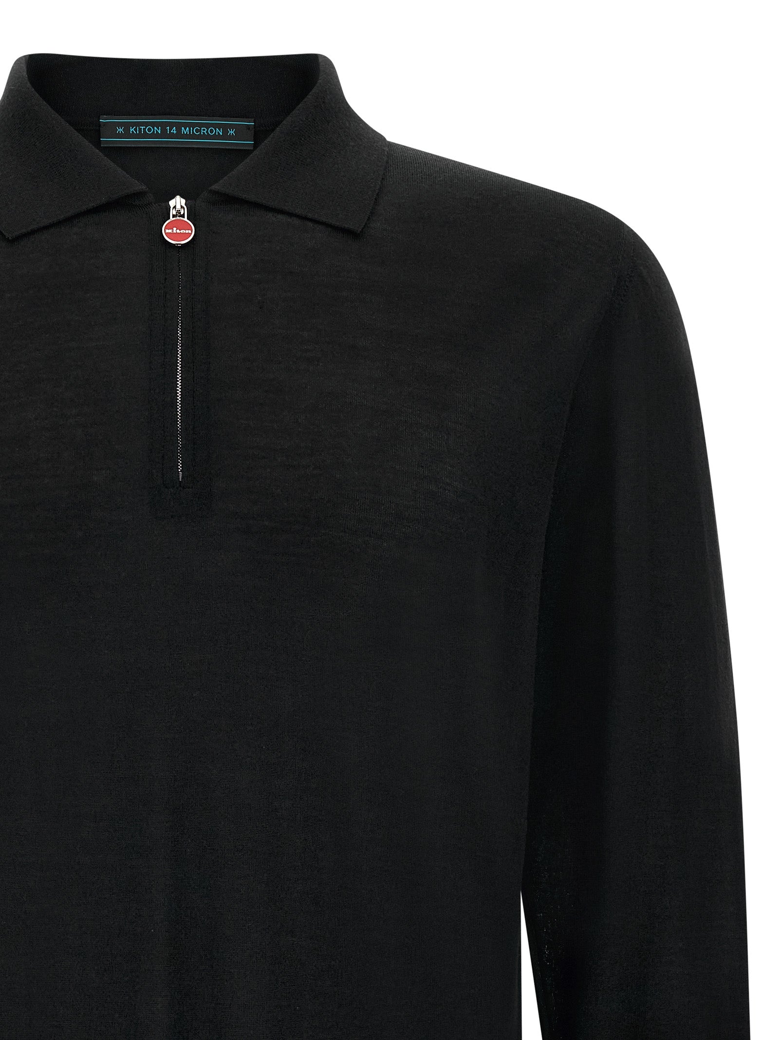 Kiton Schwarzes Woll-Poloshirt