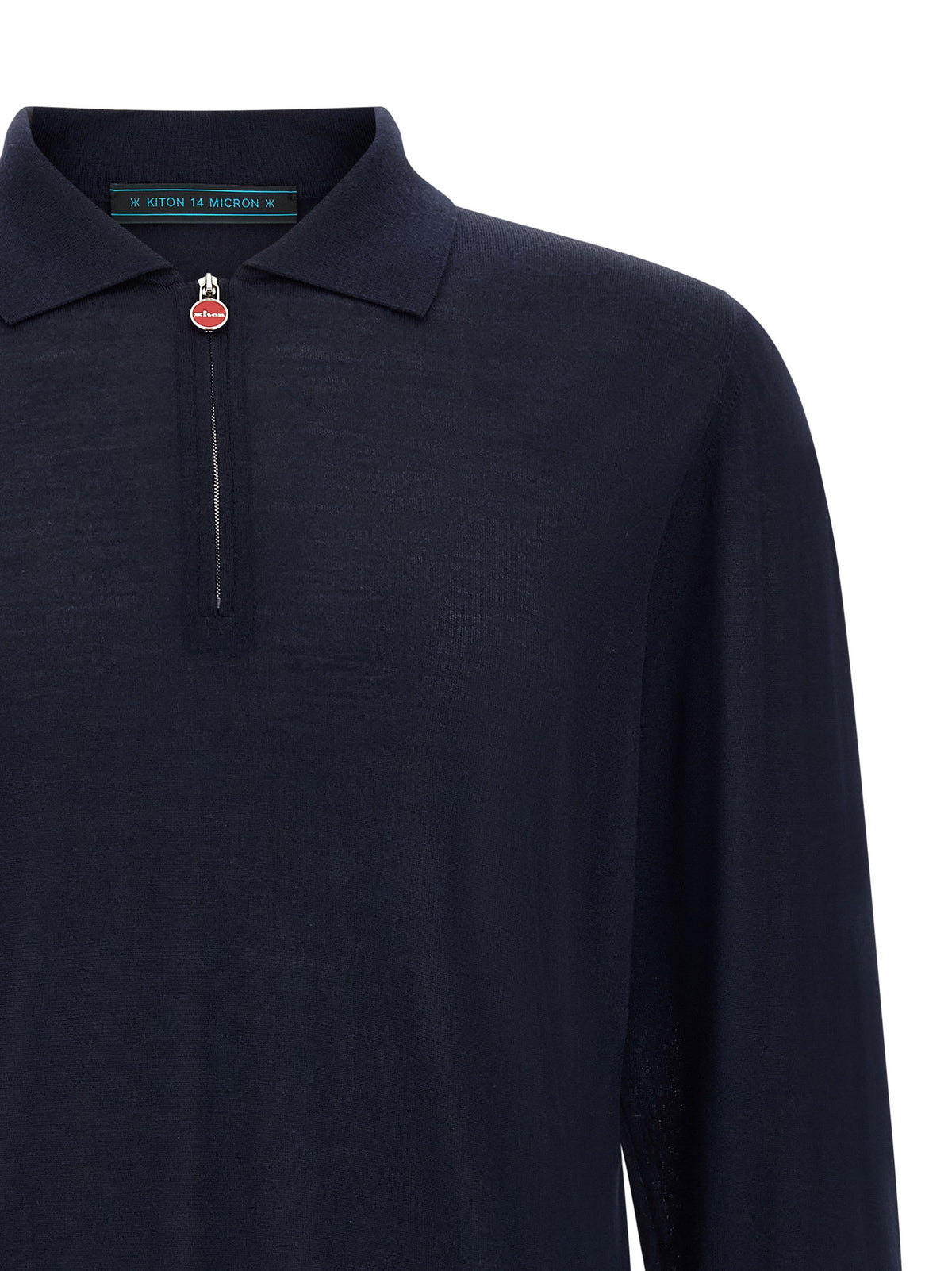 Kiton Blaues Woll-Poloshirt