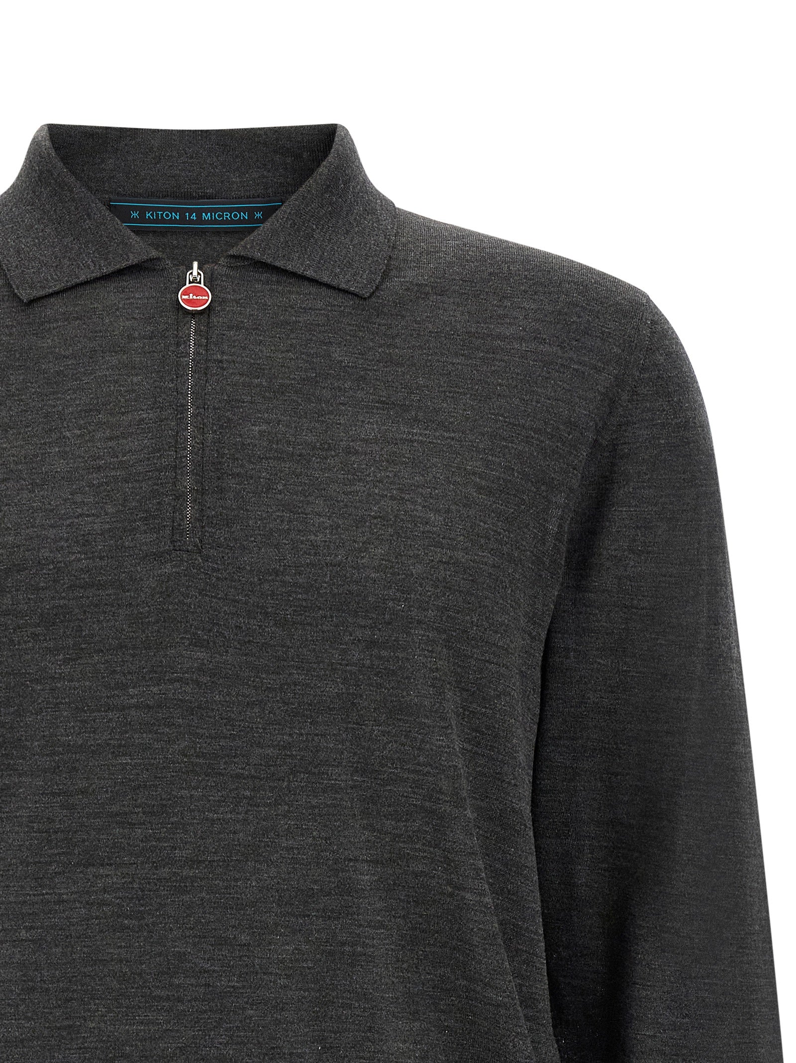 Kiton Graues Woll-Poloshirt