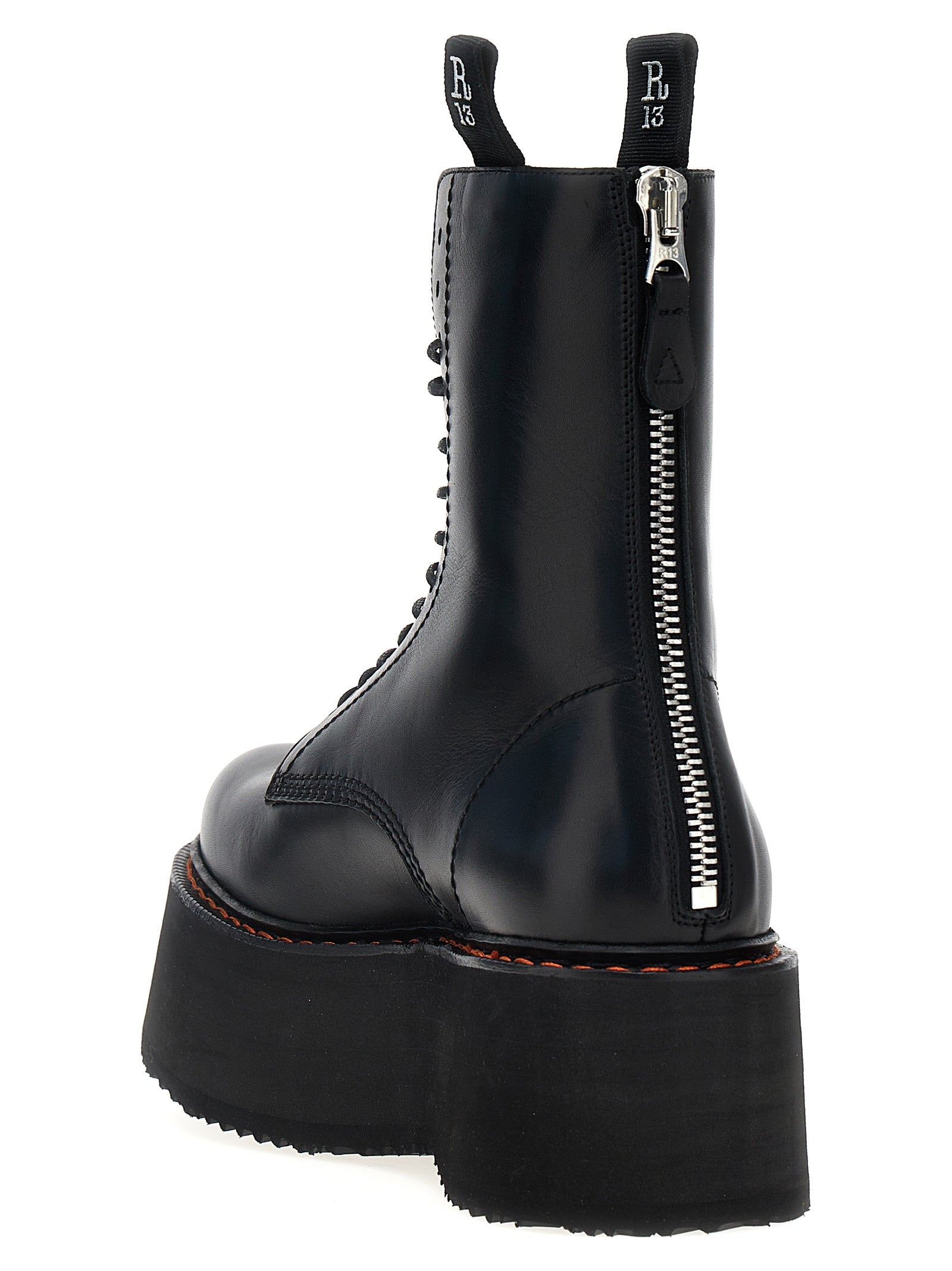 R13 Schwarze Schnürstiefel aus Rindsleder