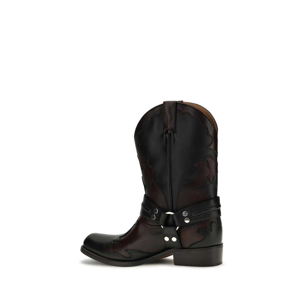 Versace Schwarze Bos Taurus Kalbsleder-Stiefel