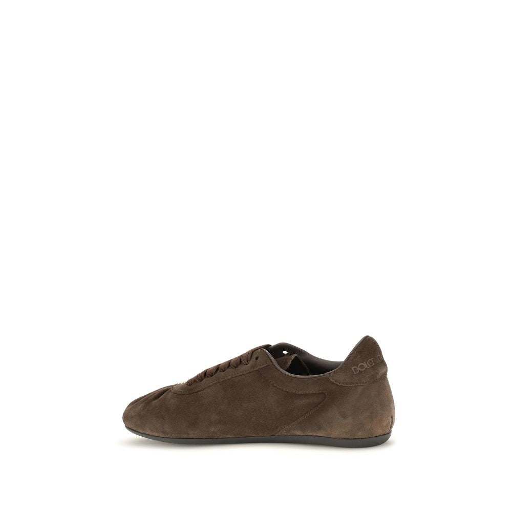 Dolce & Gabbana Braune Wildleder-Sneaker mit niedrigem Schaft