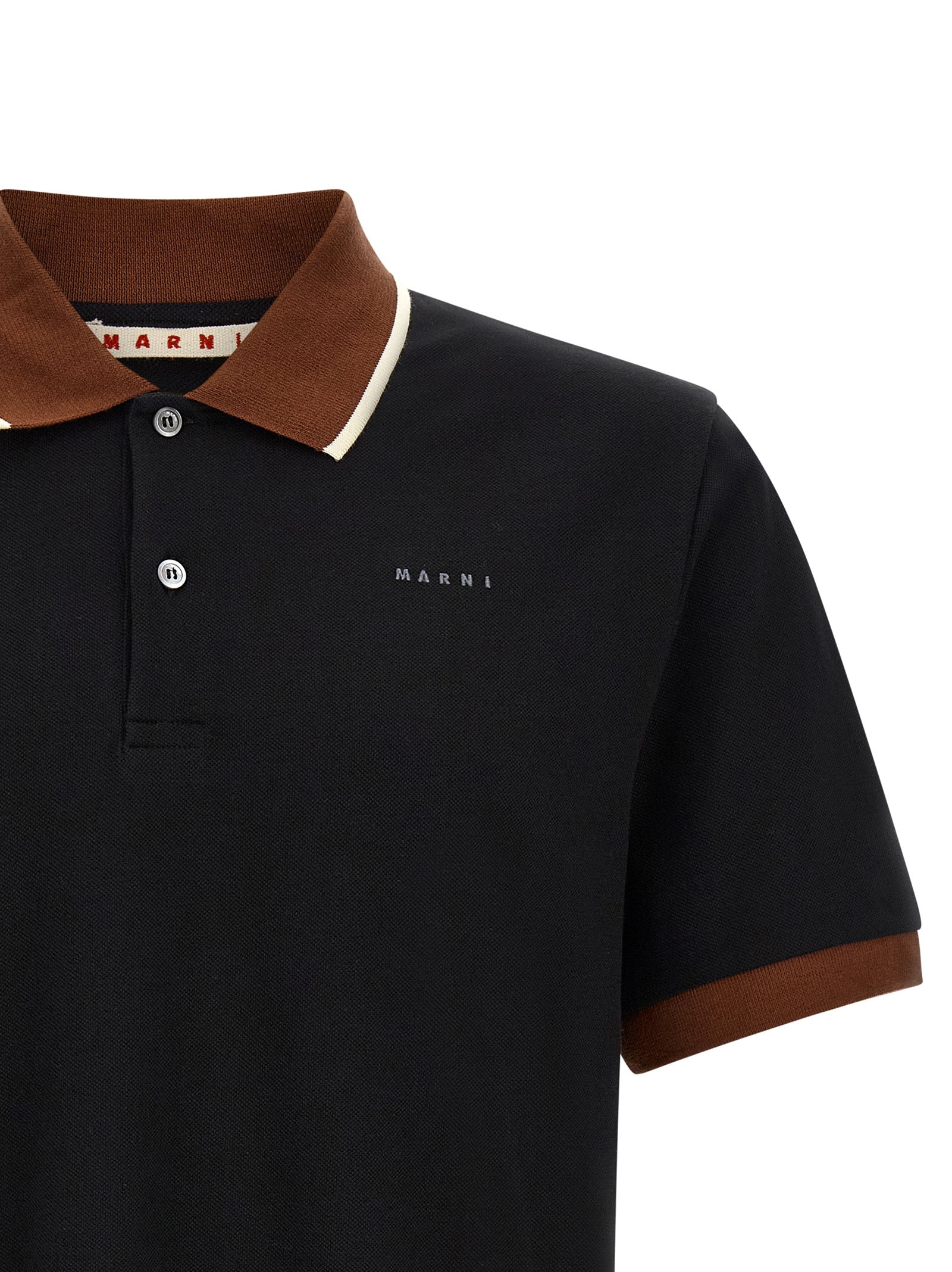 Marni Schwarzes Baumwoll-Poloshirt