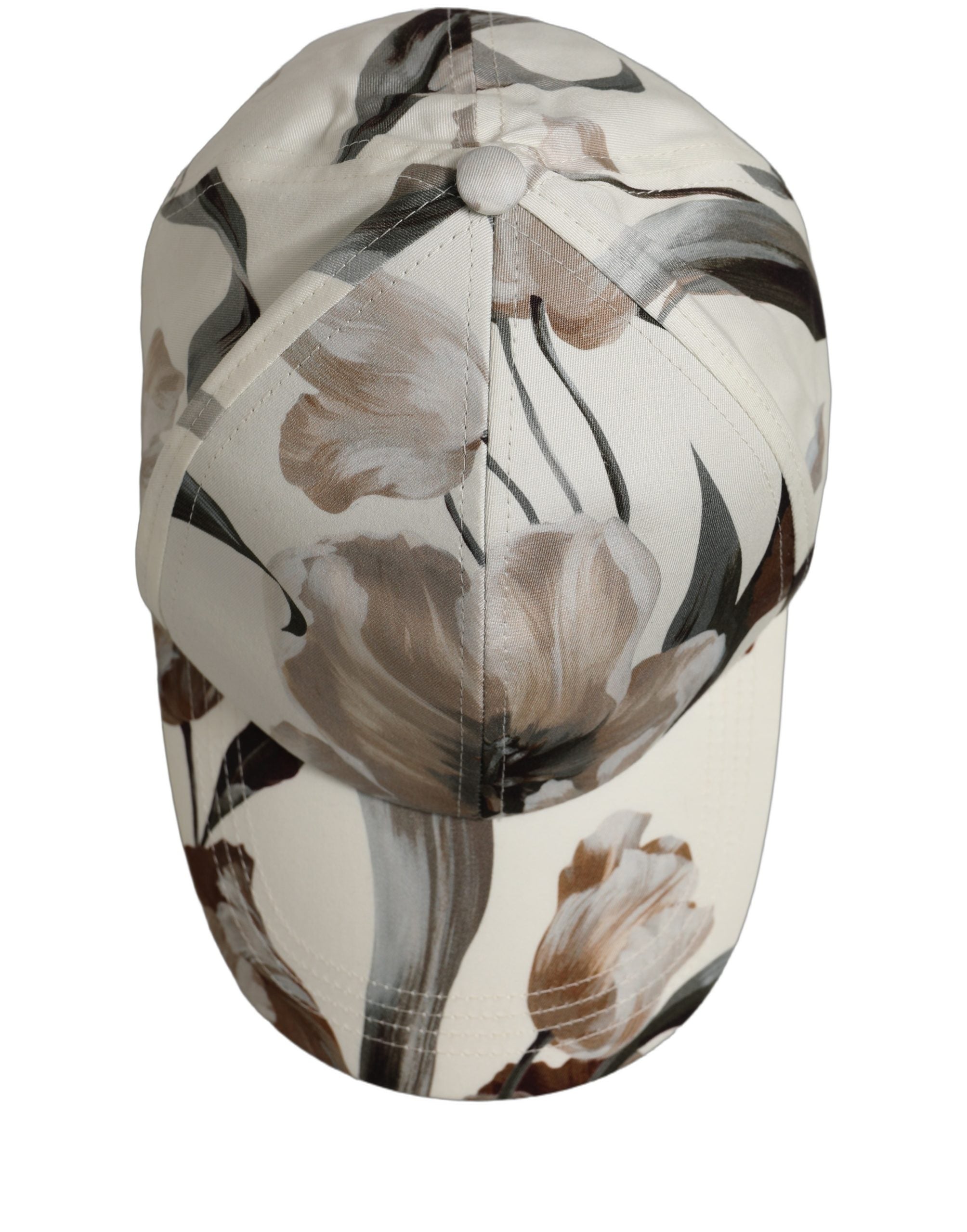 Dolce & Gabbana Herren Baseballkappe aus beigem Baumwoll-Gabardine mit Blumenprint