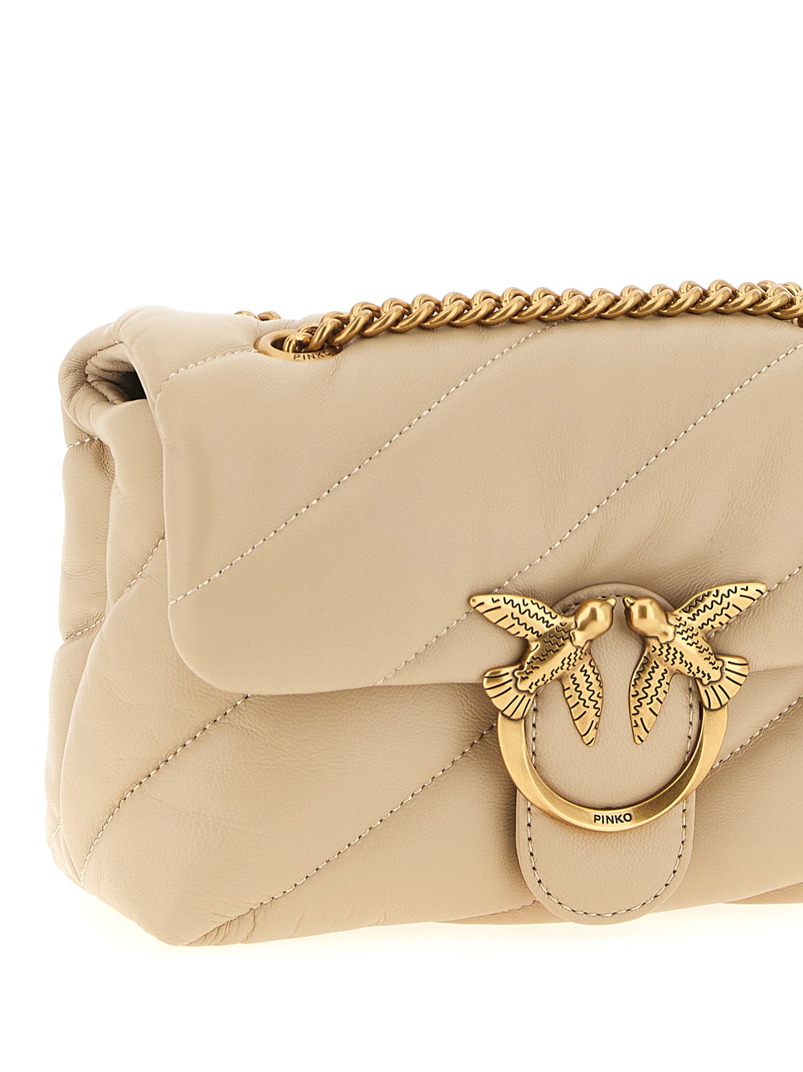 PINKO Beige Lammleder Umhängetasche
