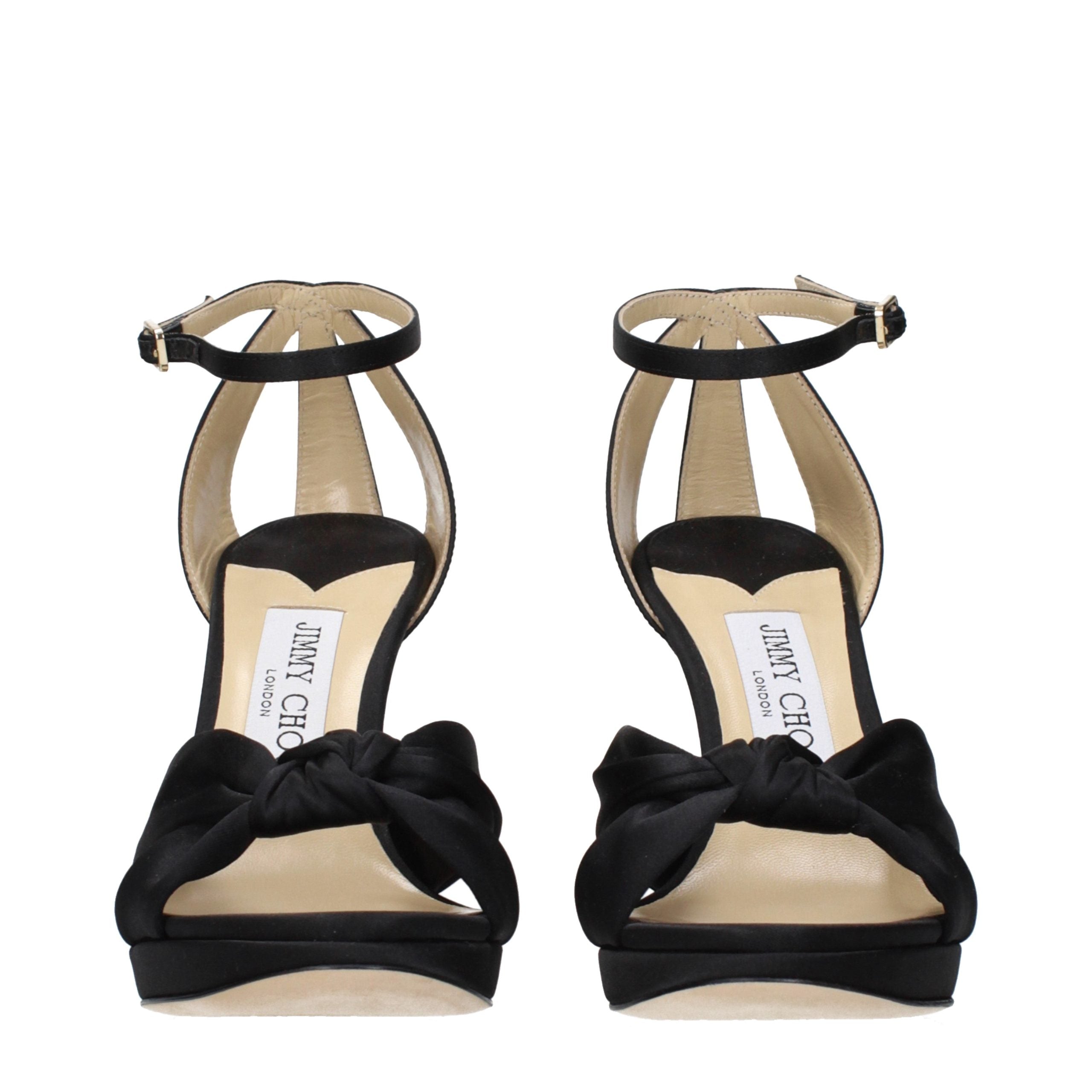 Jimmy Choo Schwarze Satin-Plateau-Sandalen