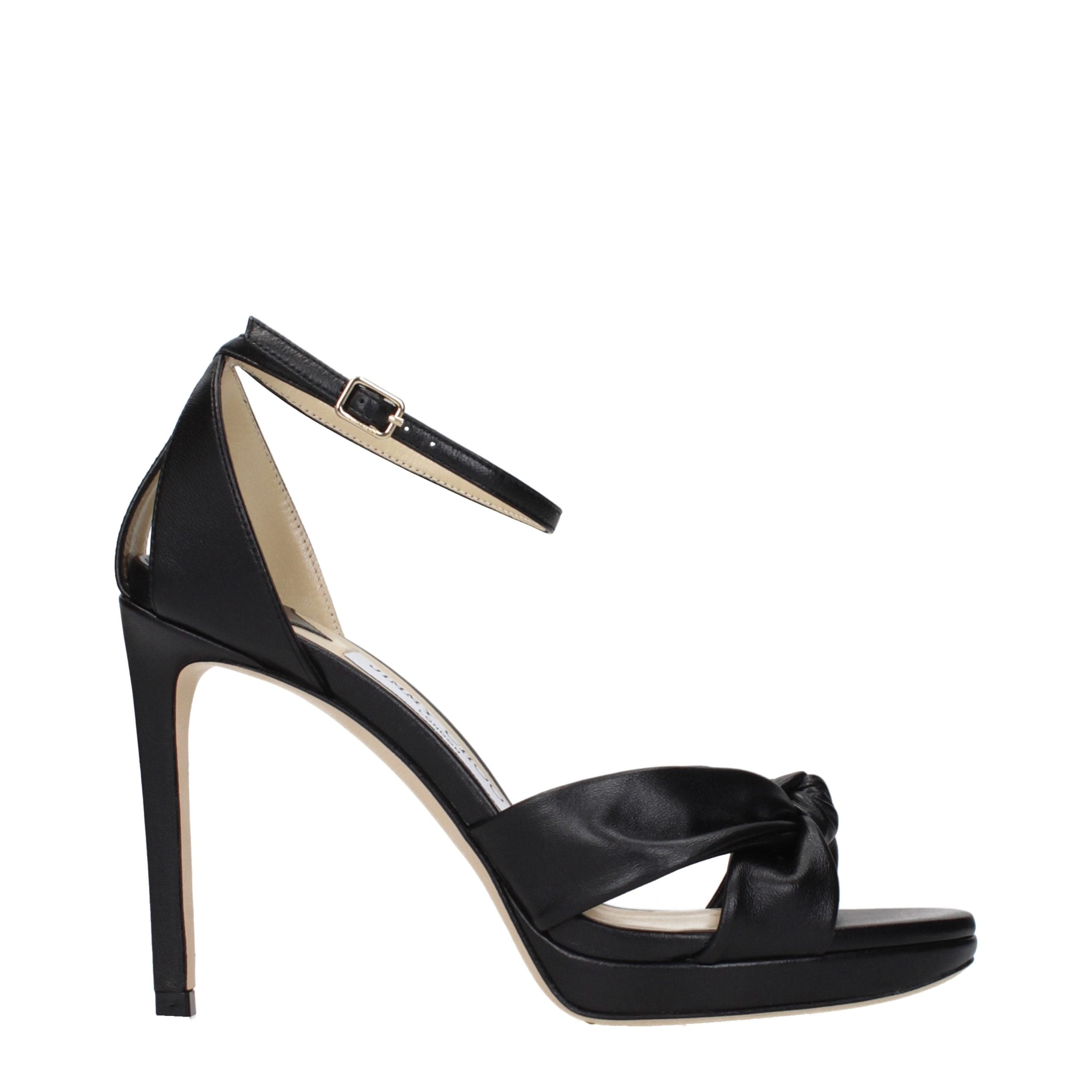 Jimmy Choo Schwarze Leder Plateau-Sandalen