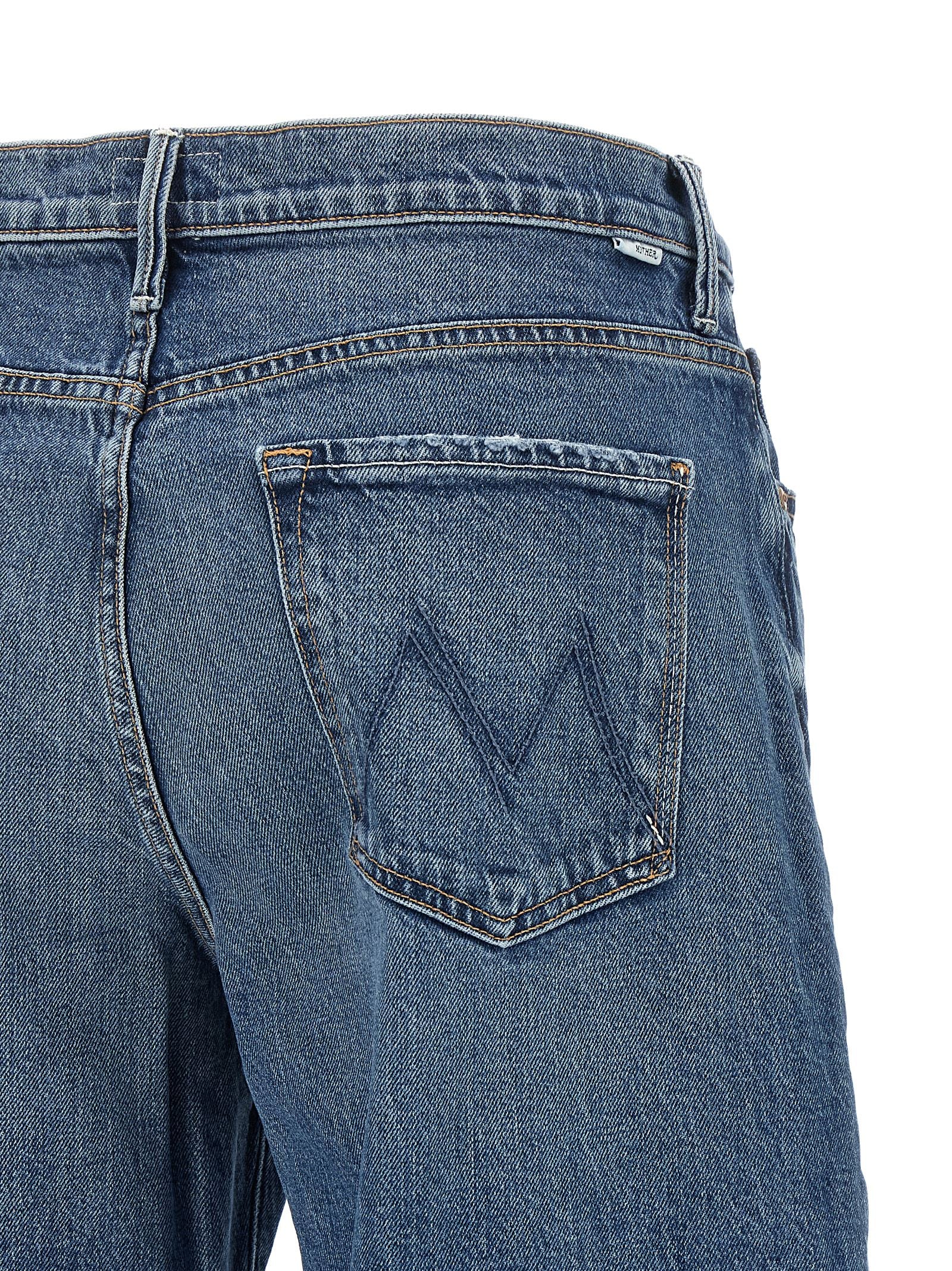 Mother Denim Blaue Cropped Jeans aus Baumwolle