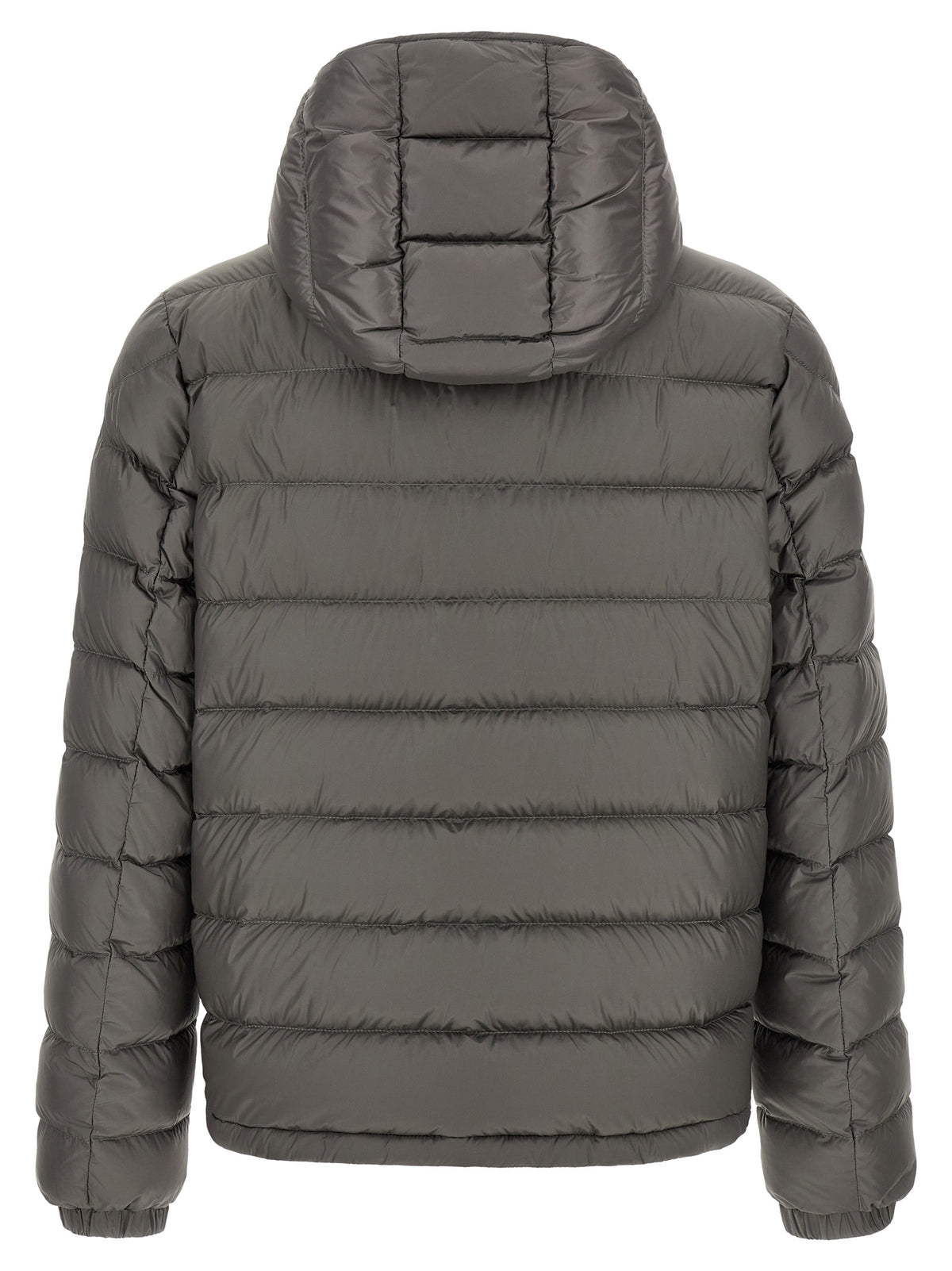 Moncler Graue Polyamid-Jacke in voller Länge