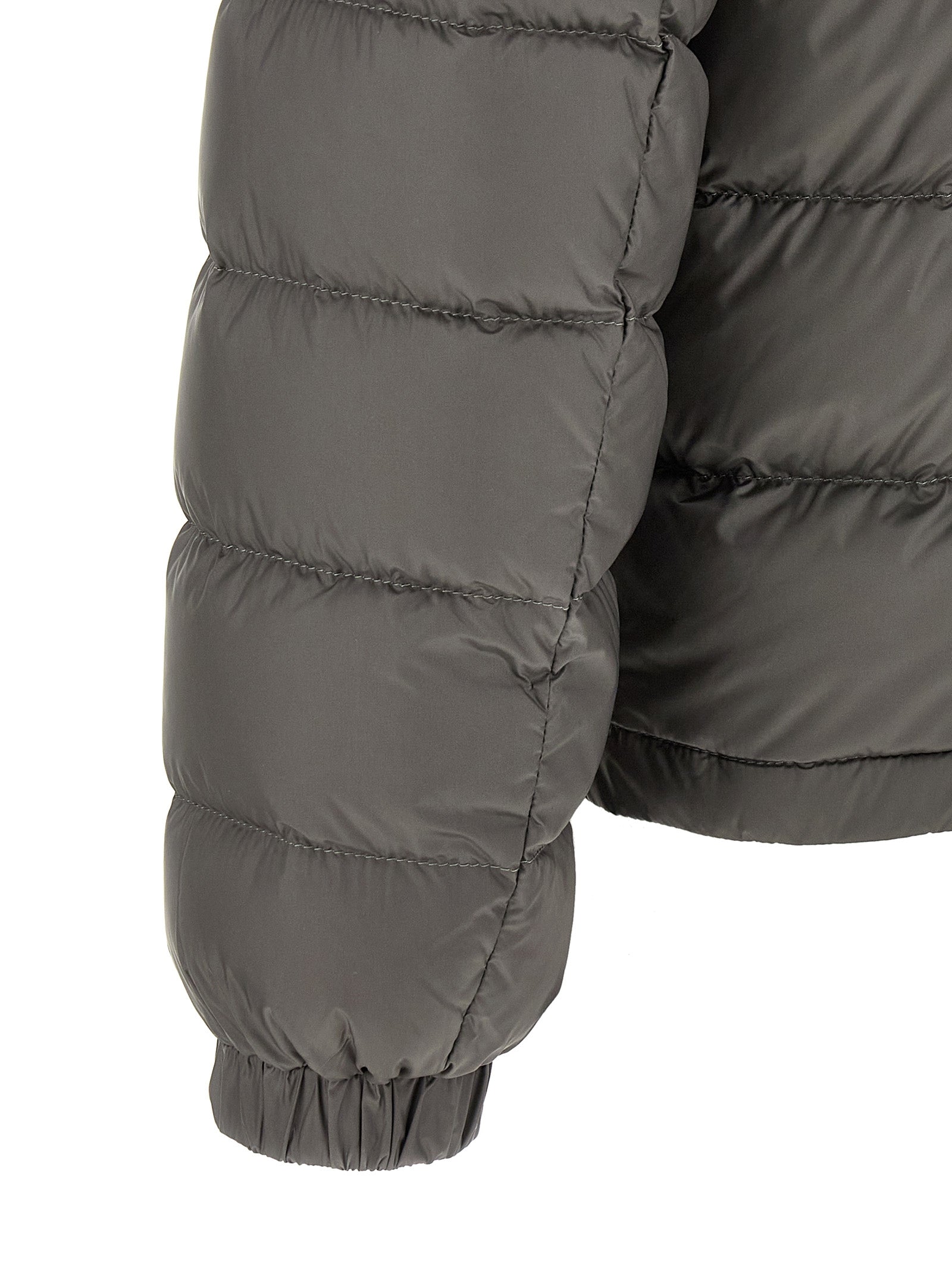 Moncler Graue Polyamid-Jacke in voller Länge