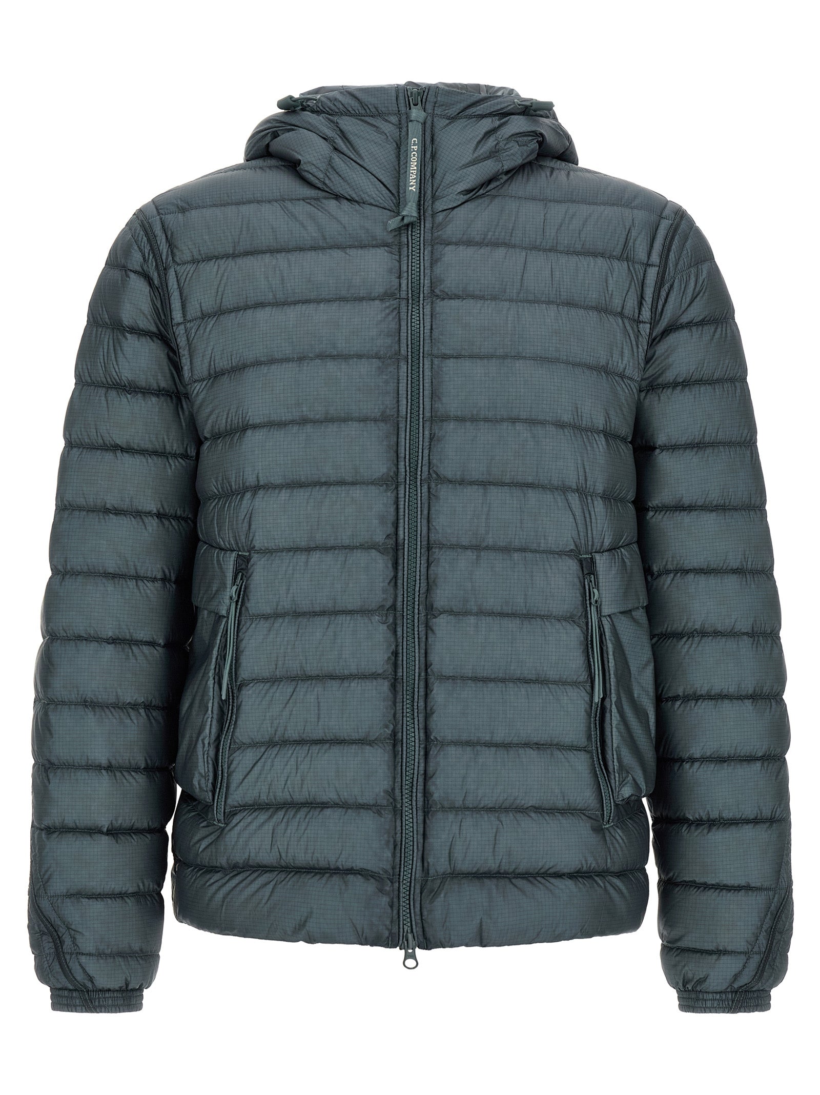 C.P. Company Blaue Polyamid-Jacke in voller Länge
