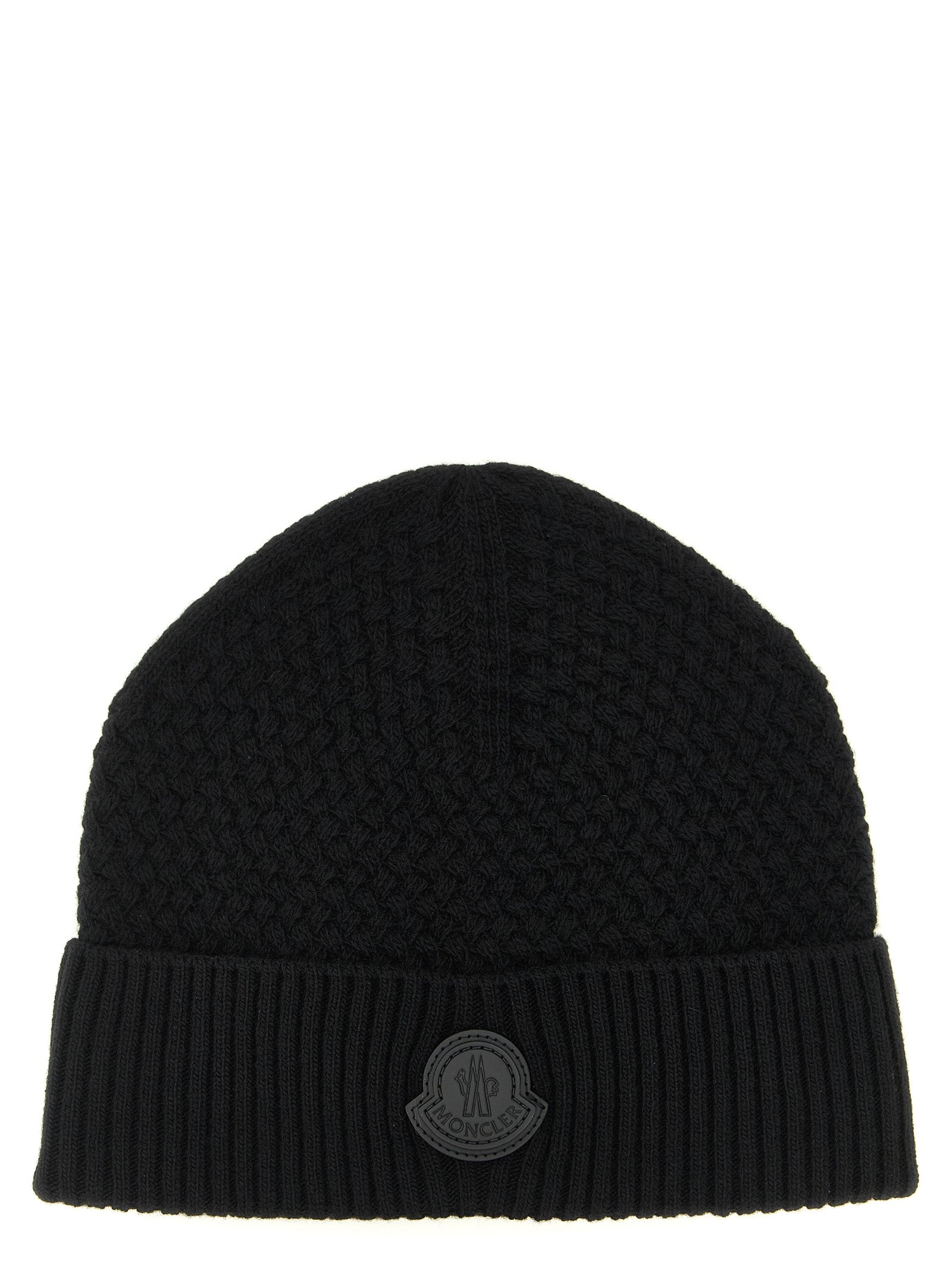 Moncler Schwarze Leder-Beanie