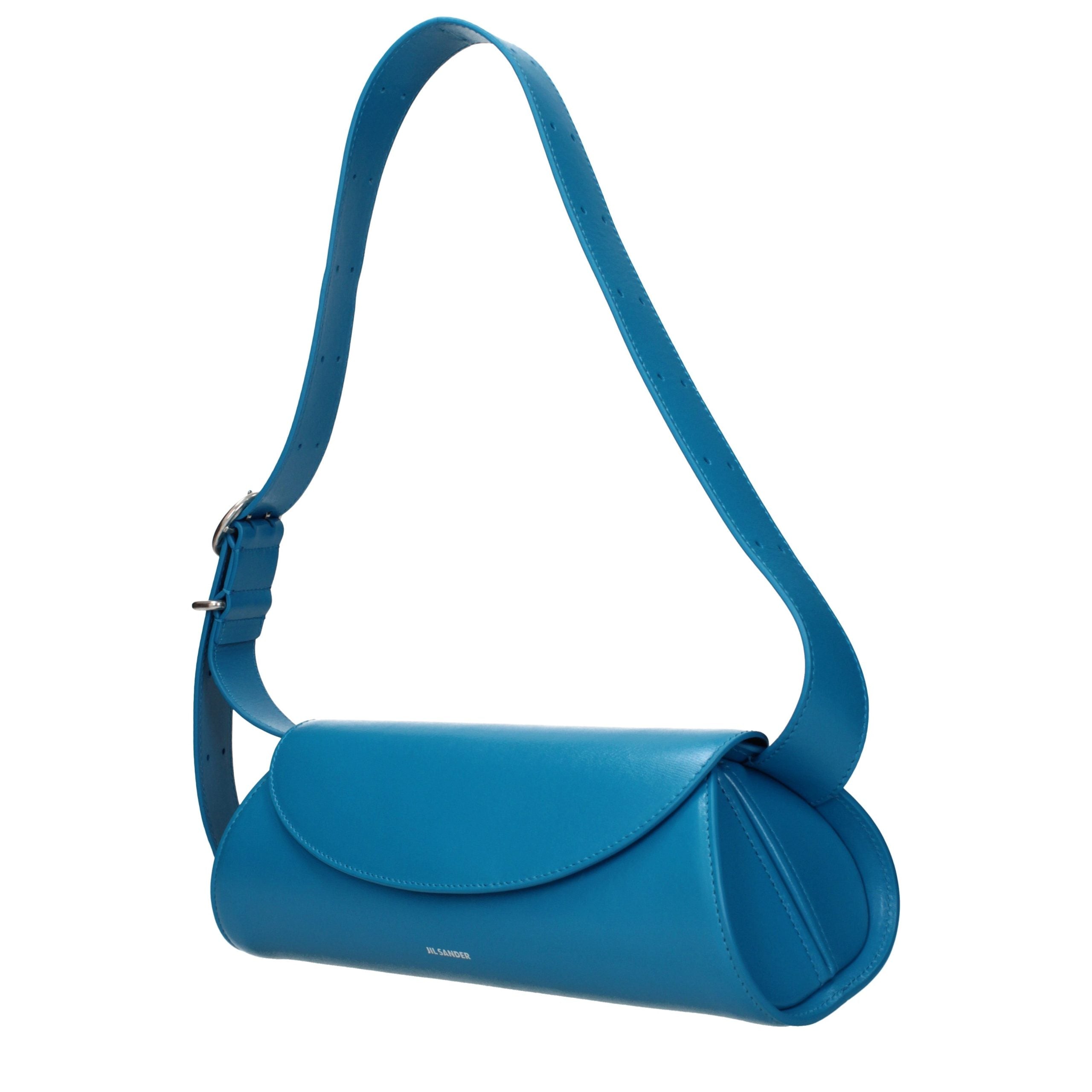 Jil Sander Blaue Leder Umhängetasche