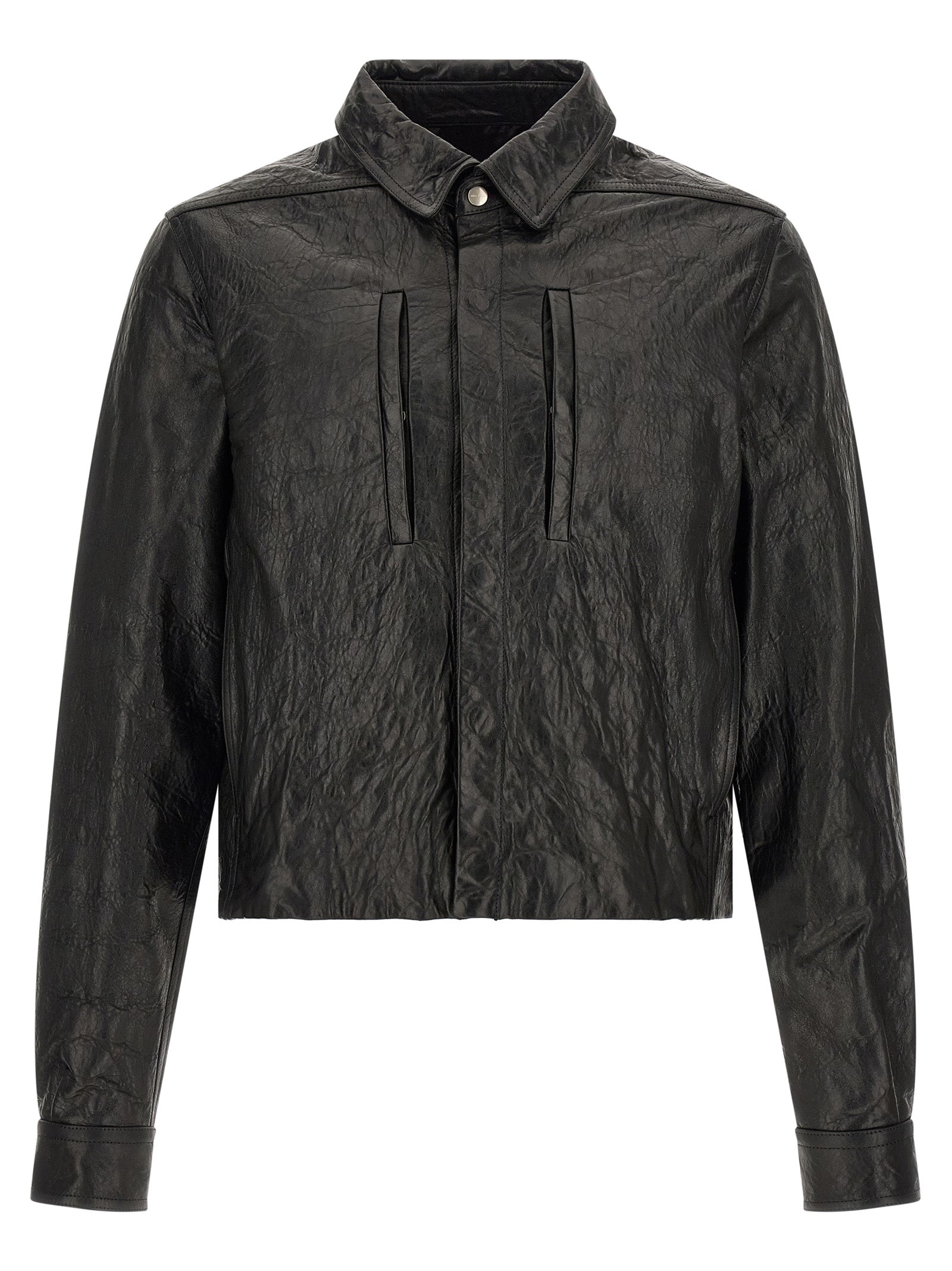 Rick Owens Schwarze Lammlederjacke