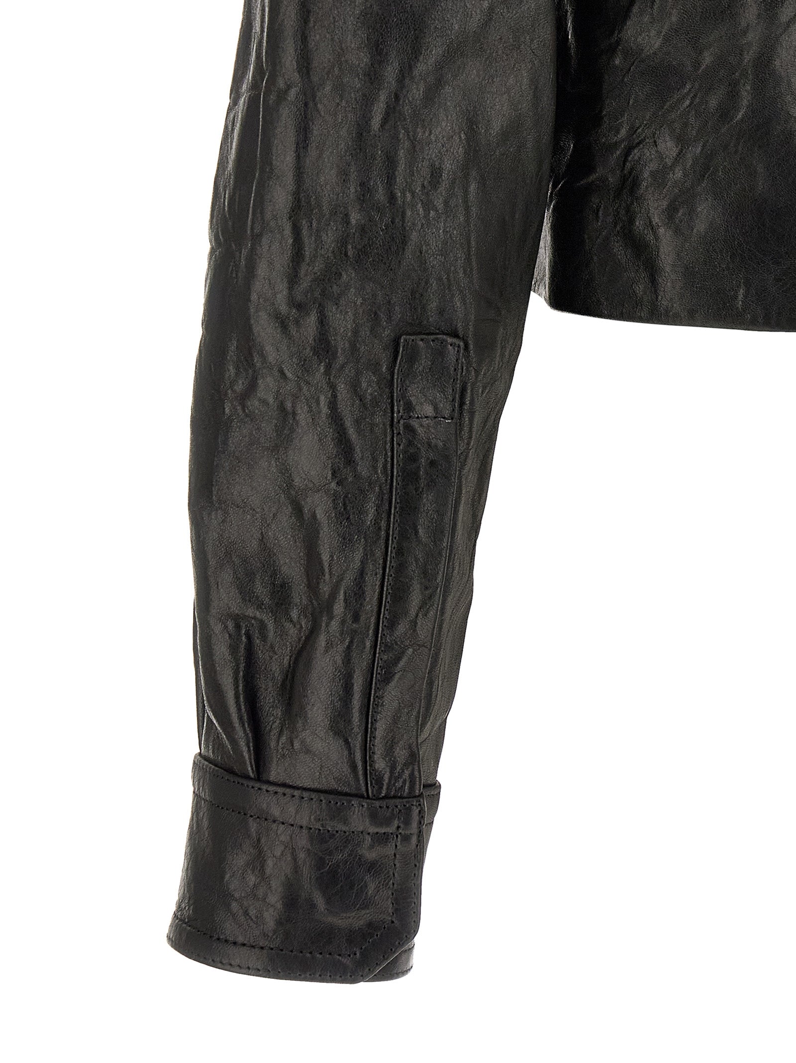Rick Owens Schwarze Lammlederjacke