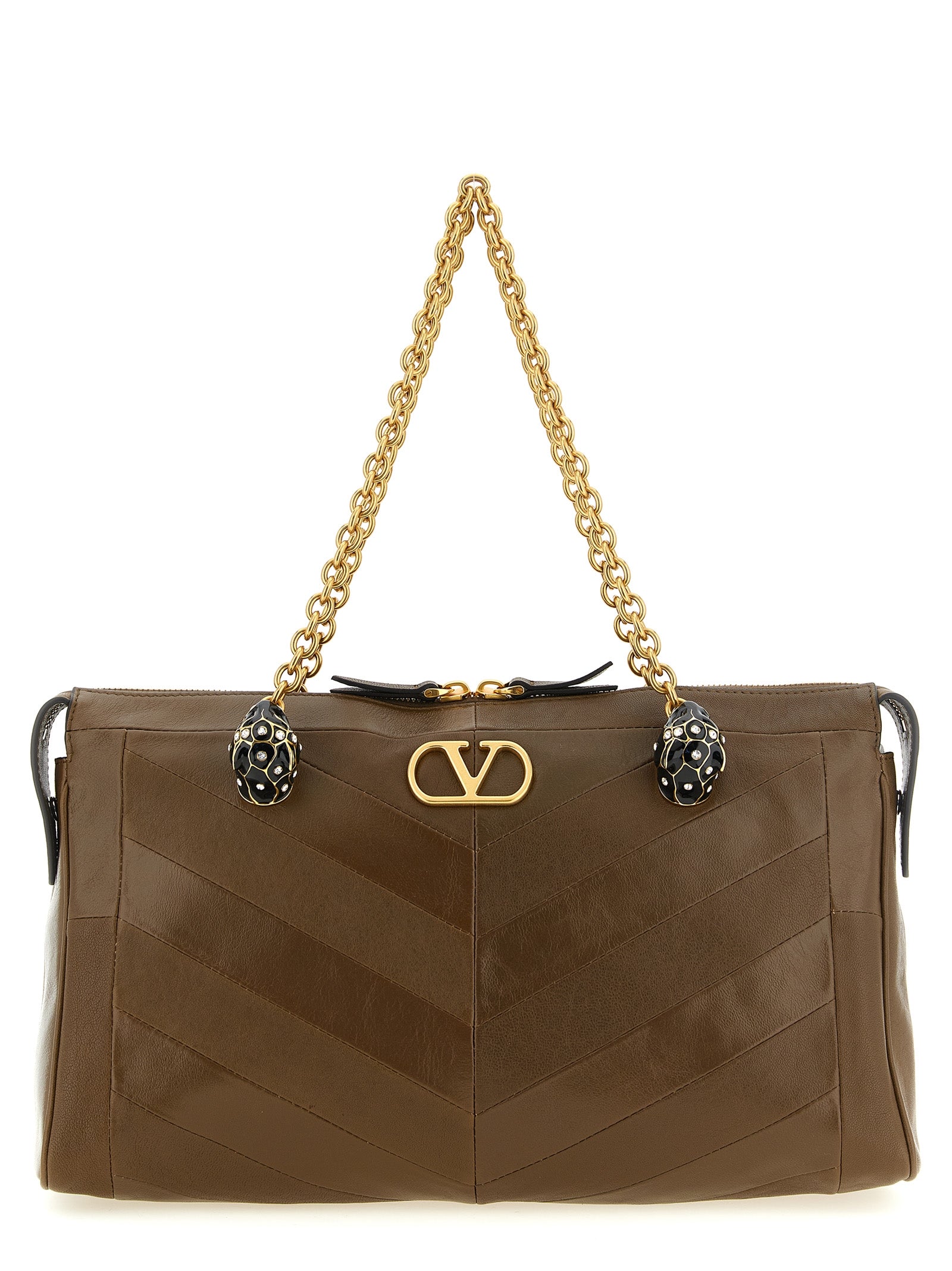 Valentino Garavani Schultertasche aus braunem Lammleder