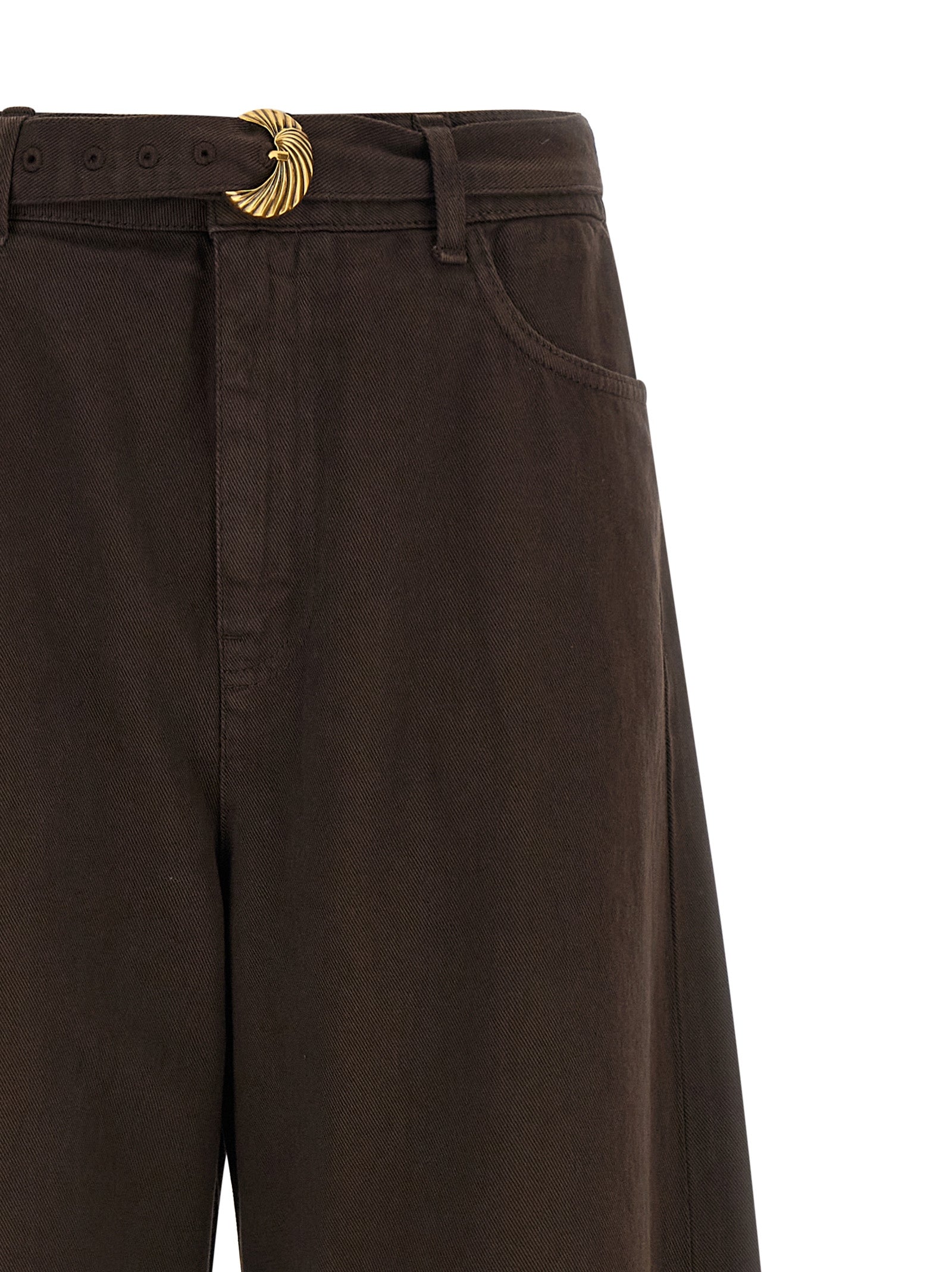 Twinset Braune Baumwoll-Jeans mit hoher Taille