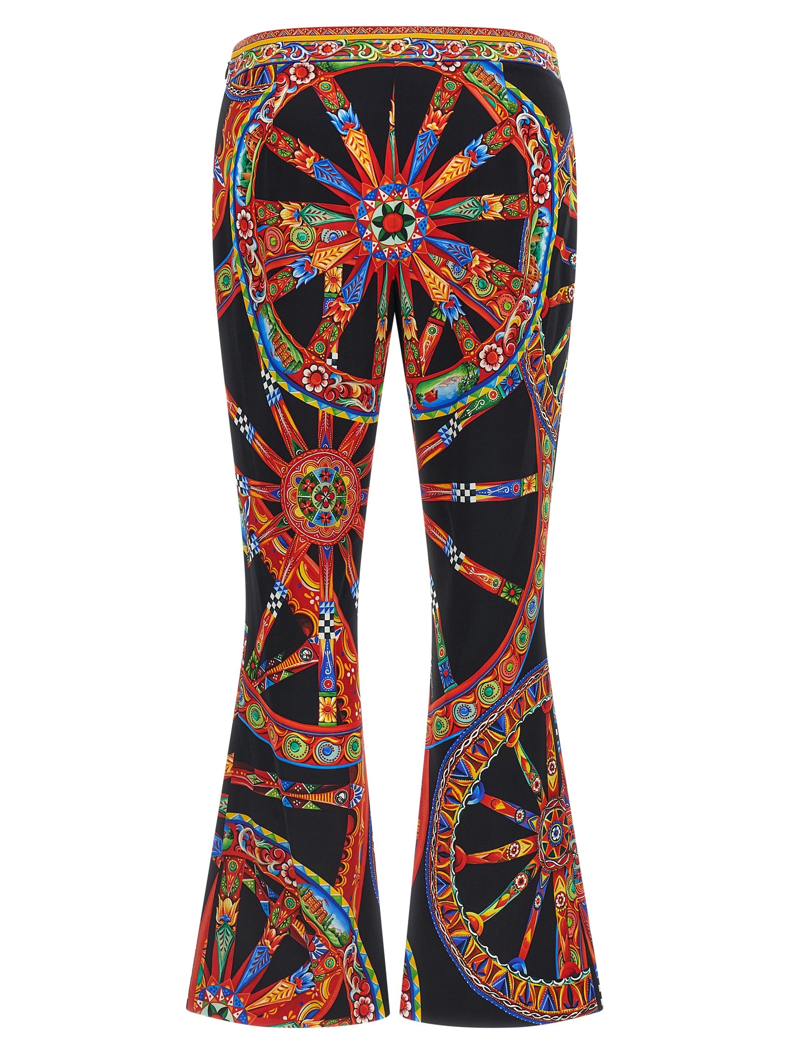 Dolce & Gabbana Mehrfarbige Seidenhose mit ausgestelltem Bein
