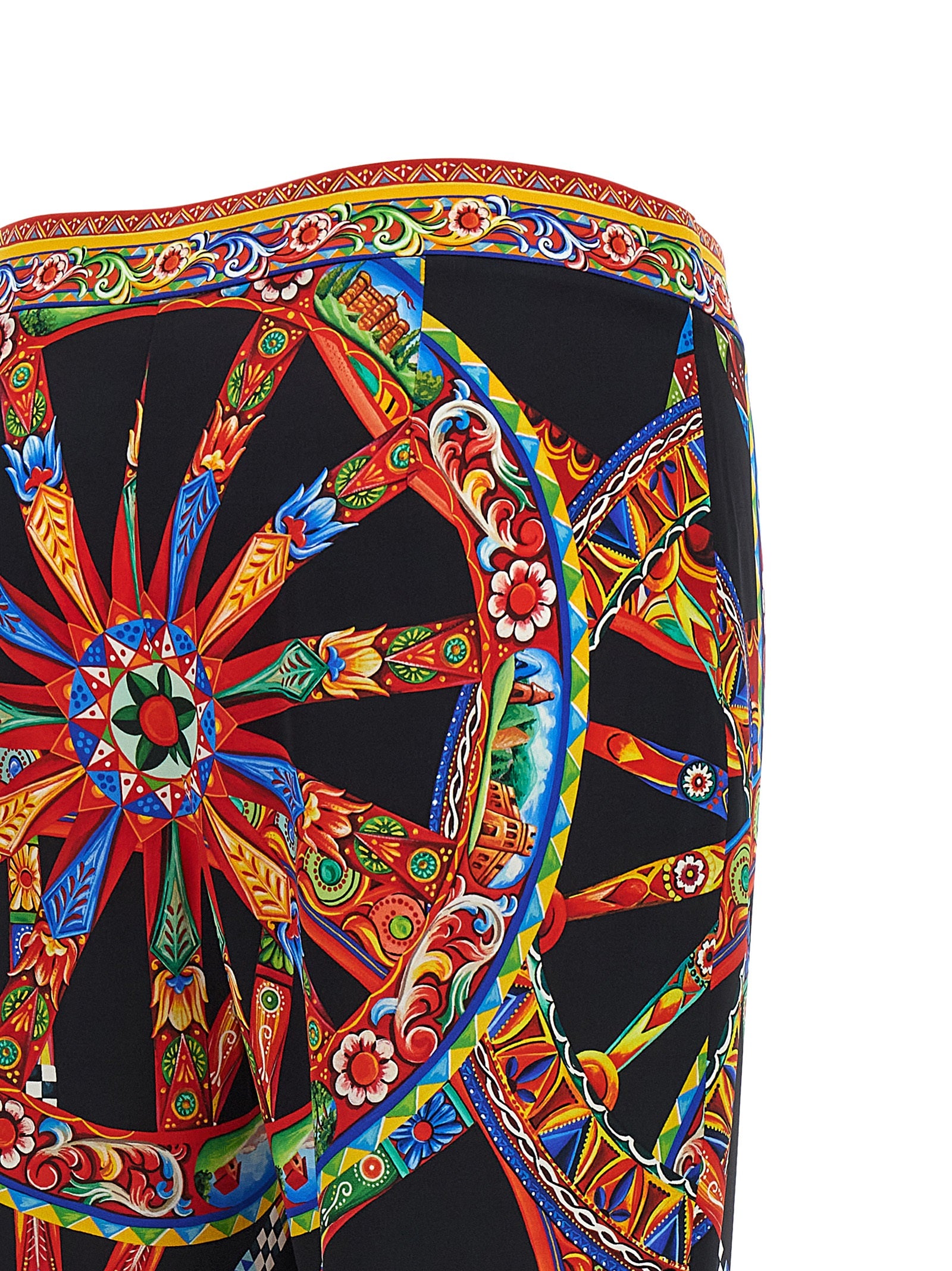 Dolce & Gabbana Mehrfarbige Seidenhose mit ausgestelltem Bein